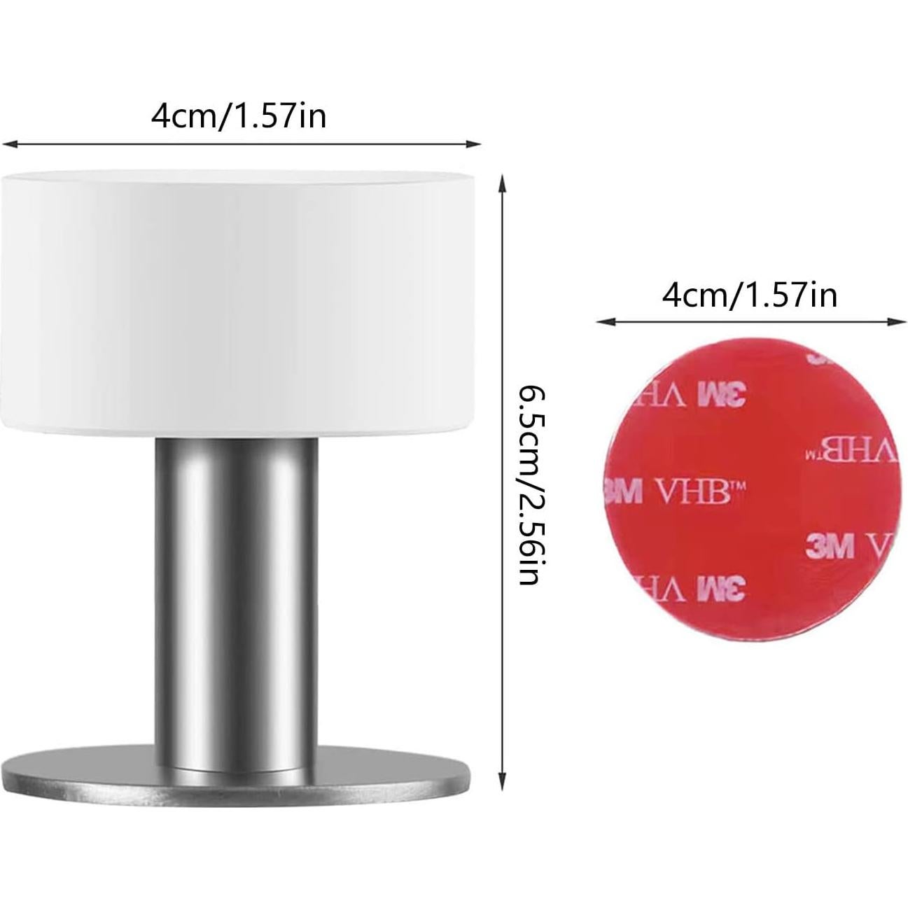 Topes de puerta autoadhesivos THYBDB 6.5cm goma y acero inoxidable