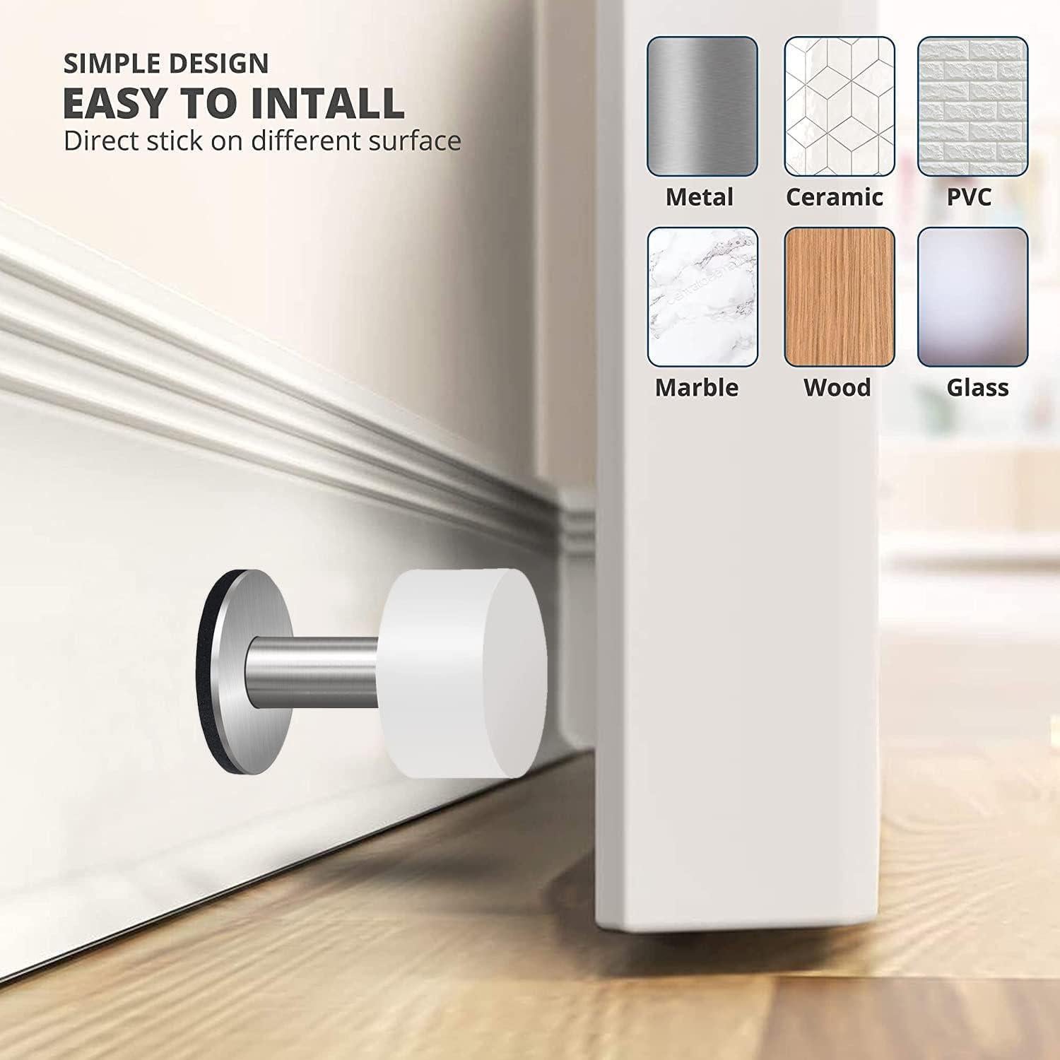 Topes de puerta autoadhesivos THYBDB 6.5cm goma y acero inoxidable