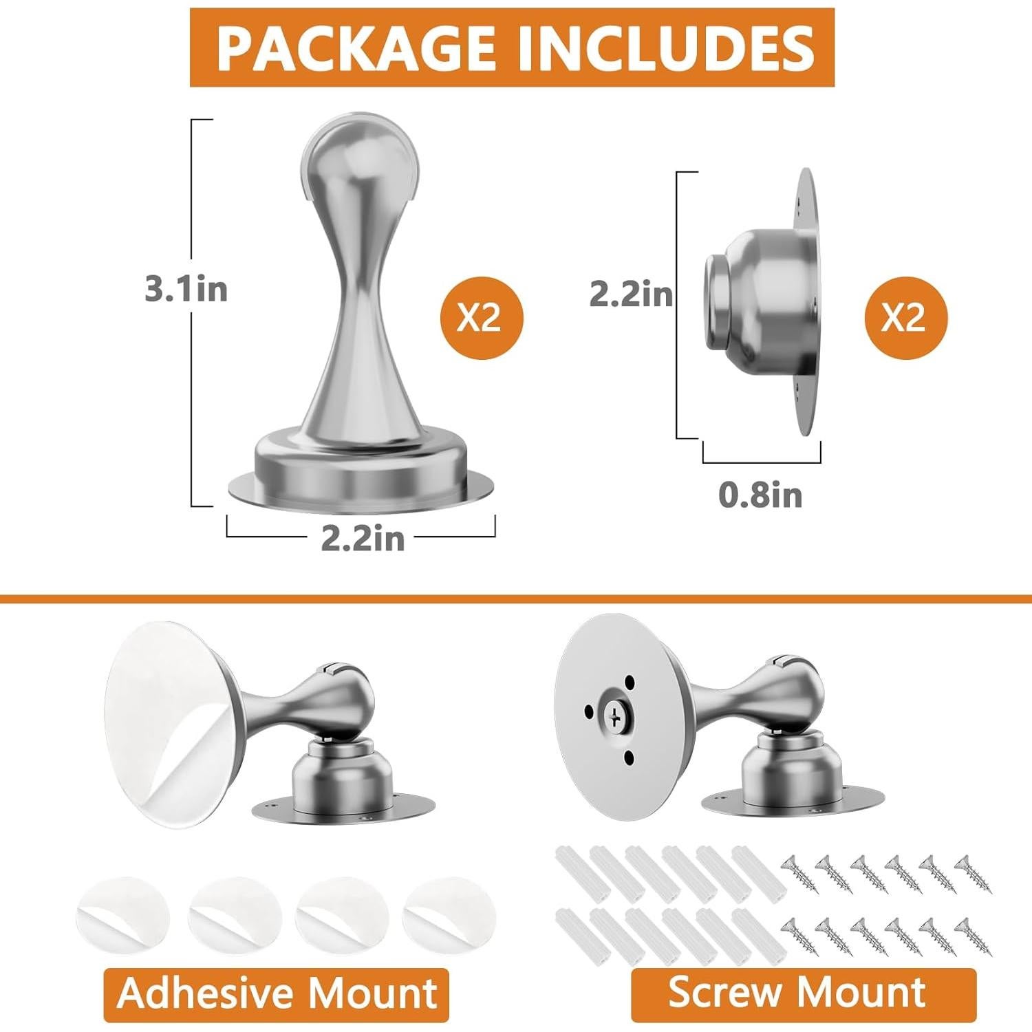 Tope de Puerta Magnético Corohero 2 Paquete Acero Inoxidable