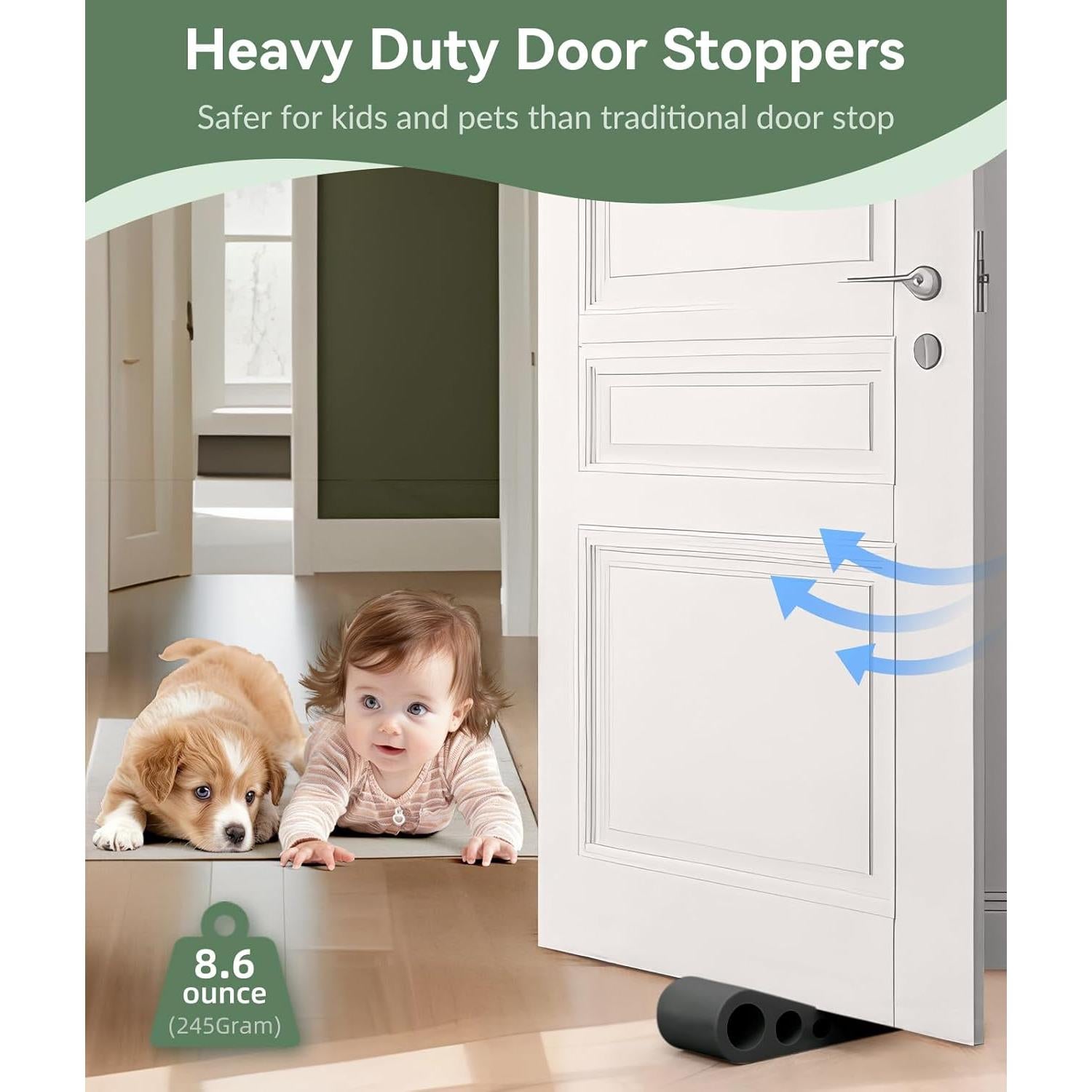 Tope de Puerta de Goma Optish 2 Piezas Alta Resistencia Negro