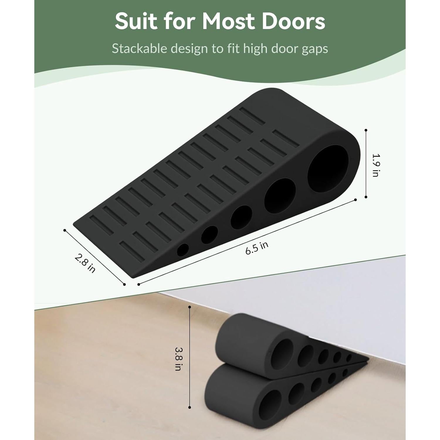 Tope de Puerta de Goma Optish 2 Piezas Alta Resistencia Negro