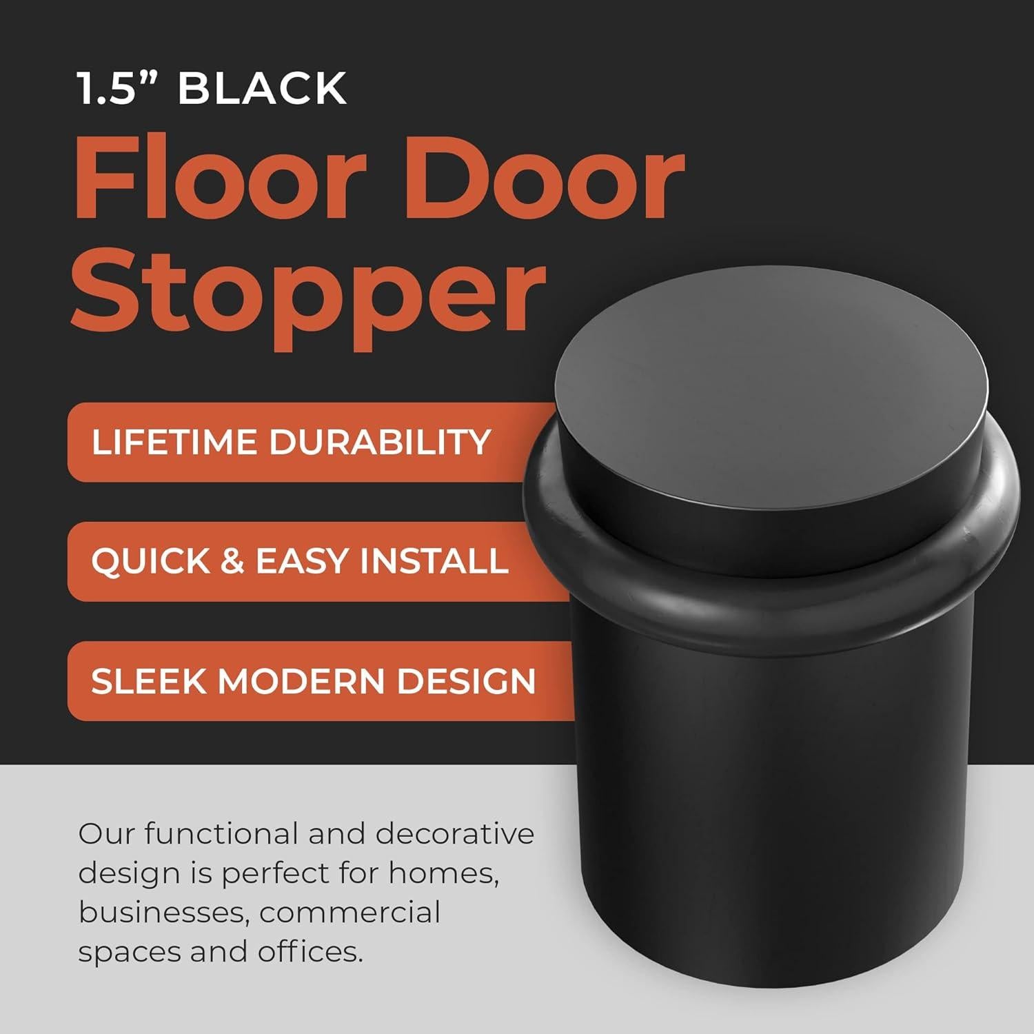 Tope de puerta NYCO acero sólido negro 3.02 cm x 5.08 cm