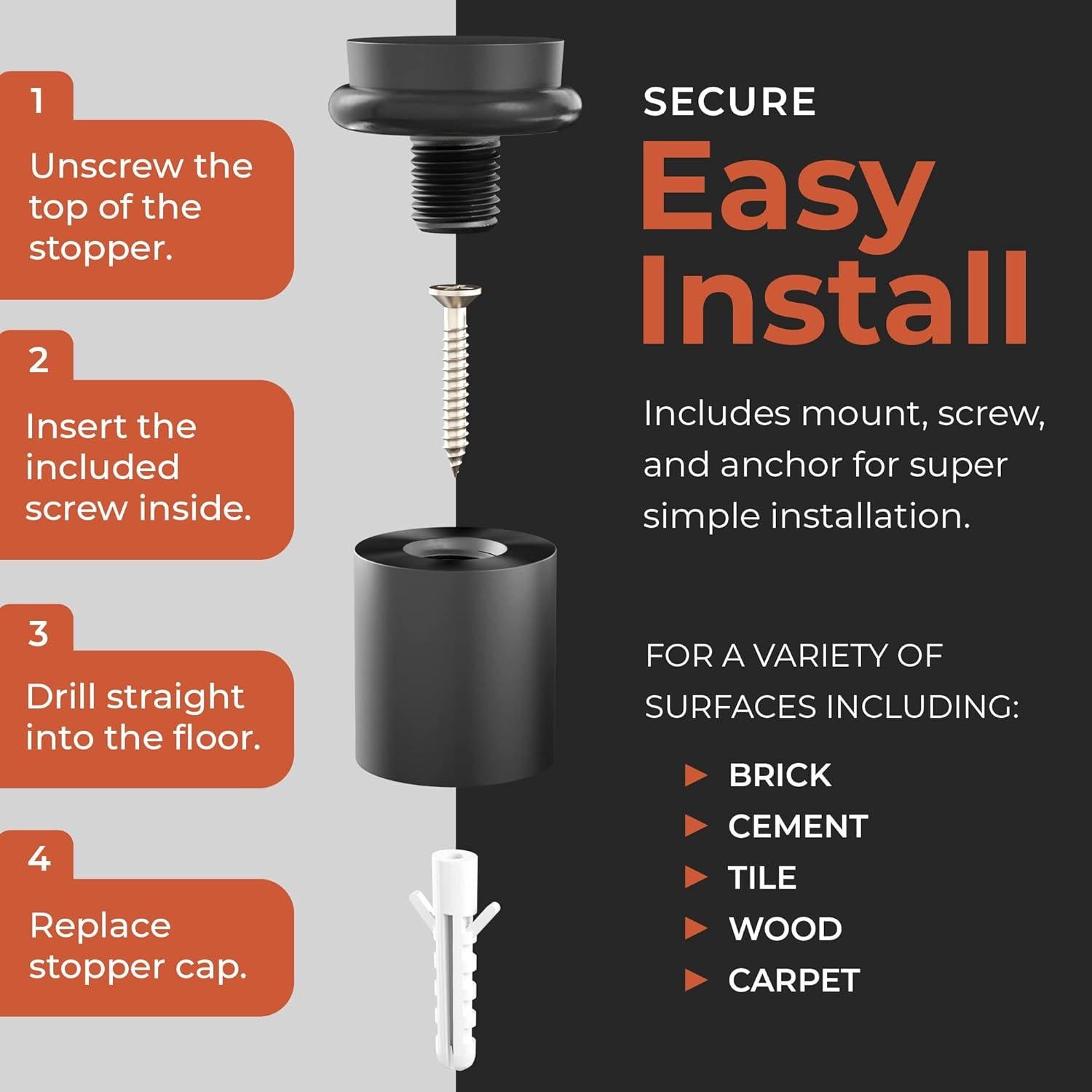 Tope de puerta NYCO acero sólido negro 3.02 cm x 5.08 cm