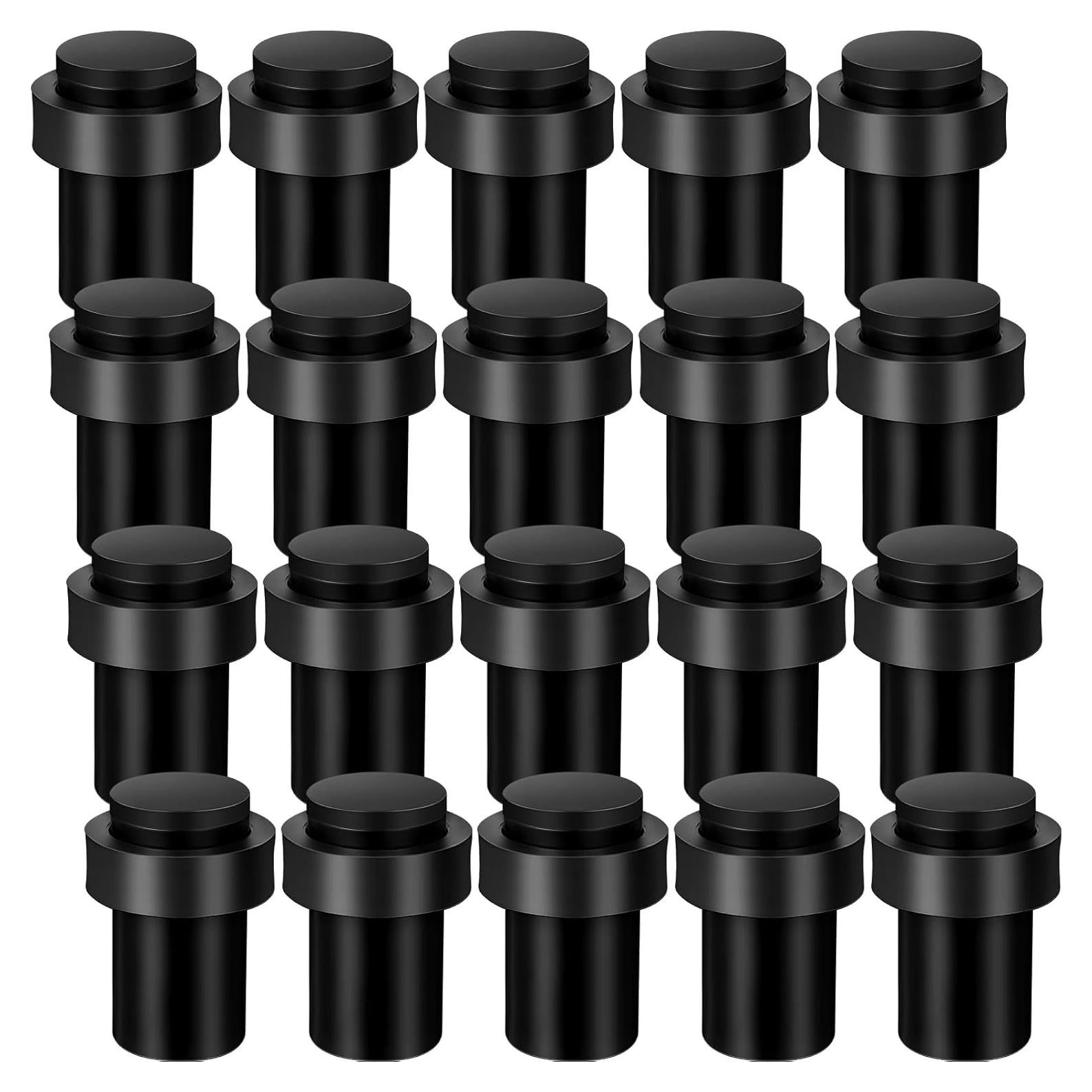 Chumia Tope de Puerta Cilíndrico Acero Inoxidable 20 Pcs Negro