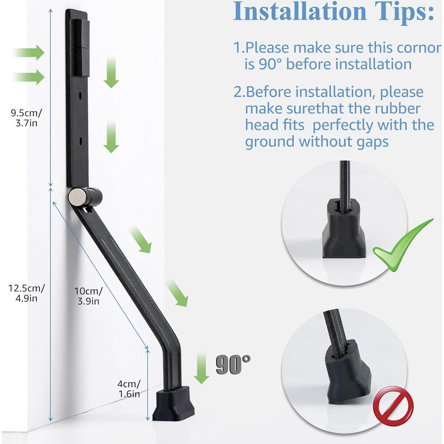 Tope de puerta Kickdown HONZUEN negro de metal con goma