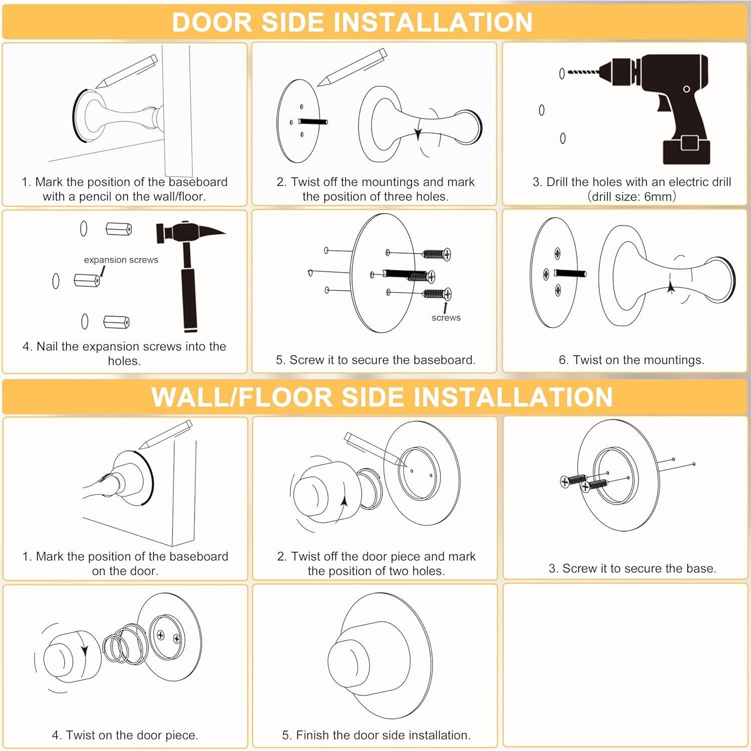 Topes de Puerta Magnéticos Profasion 2 Paquete Acero Inoxidable