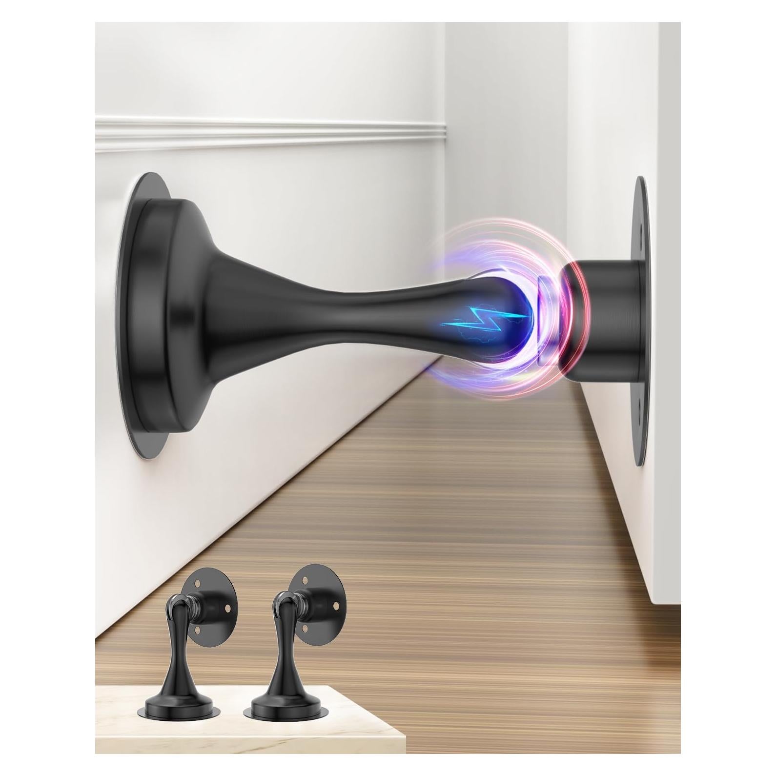 Topes de puerta magnéticos HELEMAN - Paquete de 2, acero inoxidable