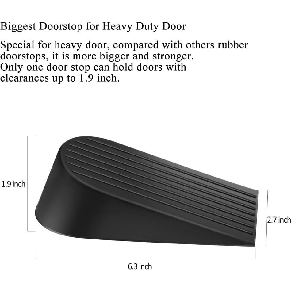 Tope de puerta grande Talkfun 2 paquetes goma negra 4.8 cm