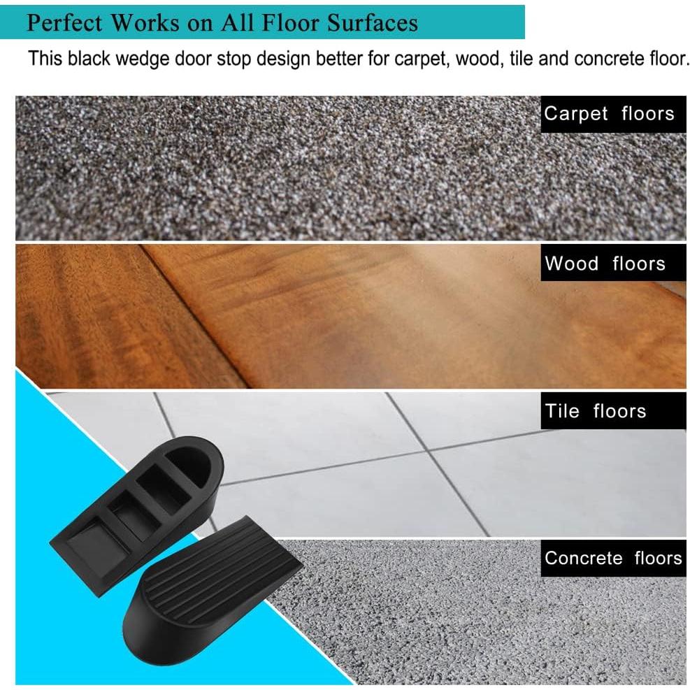 Tope de puerta grande Talkfun 2 paquetes goma negra 4.8 cm