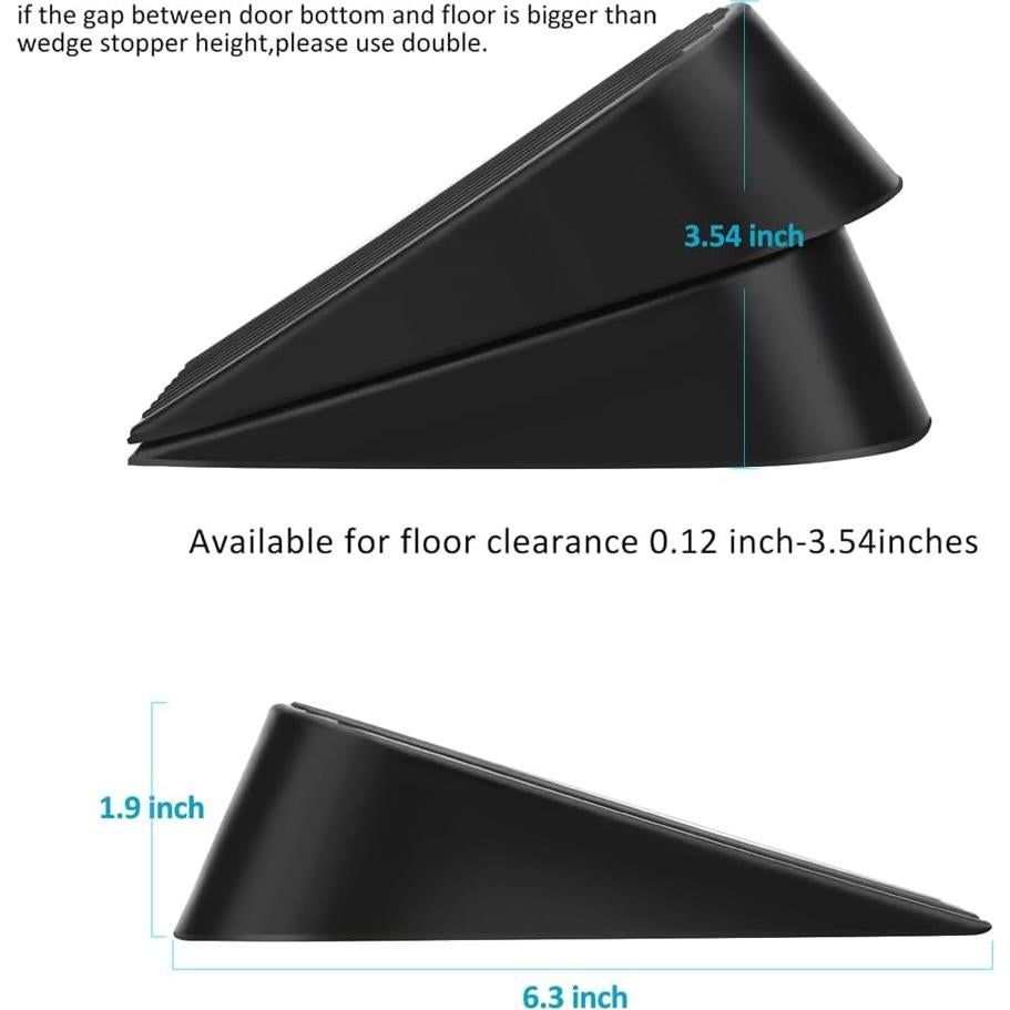 Tope de puerta grande Talkfun 2 paquetes goma negra 4.8 cm