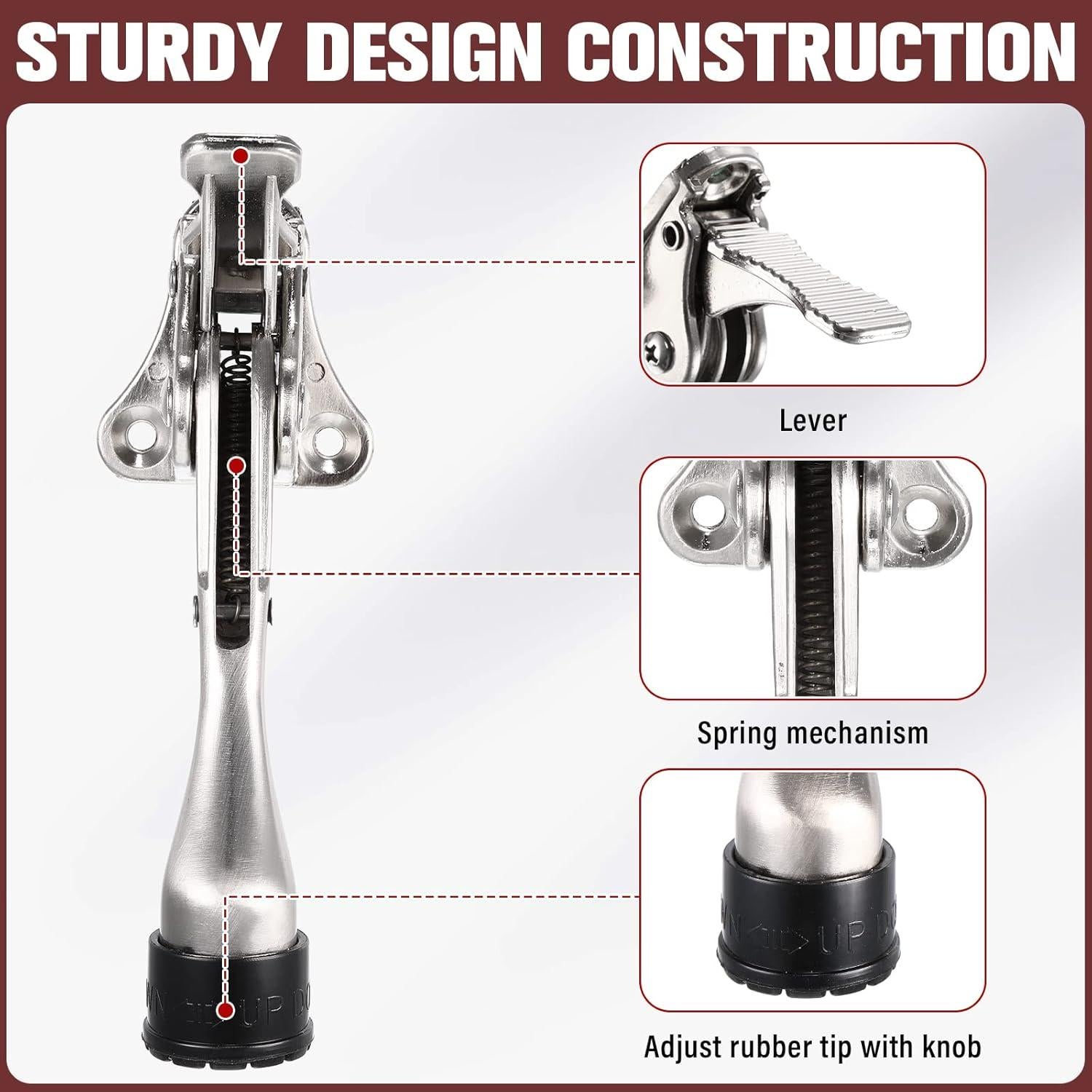 Tope de Puerta Ajustable Chumia 12 Piezas Goma Plateado