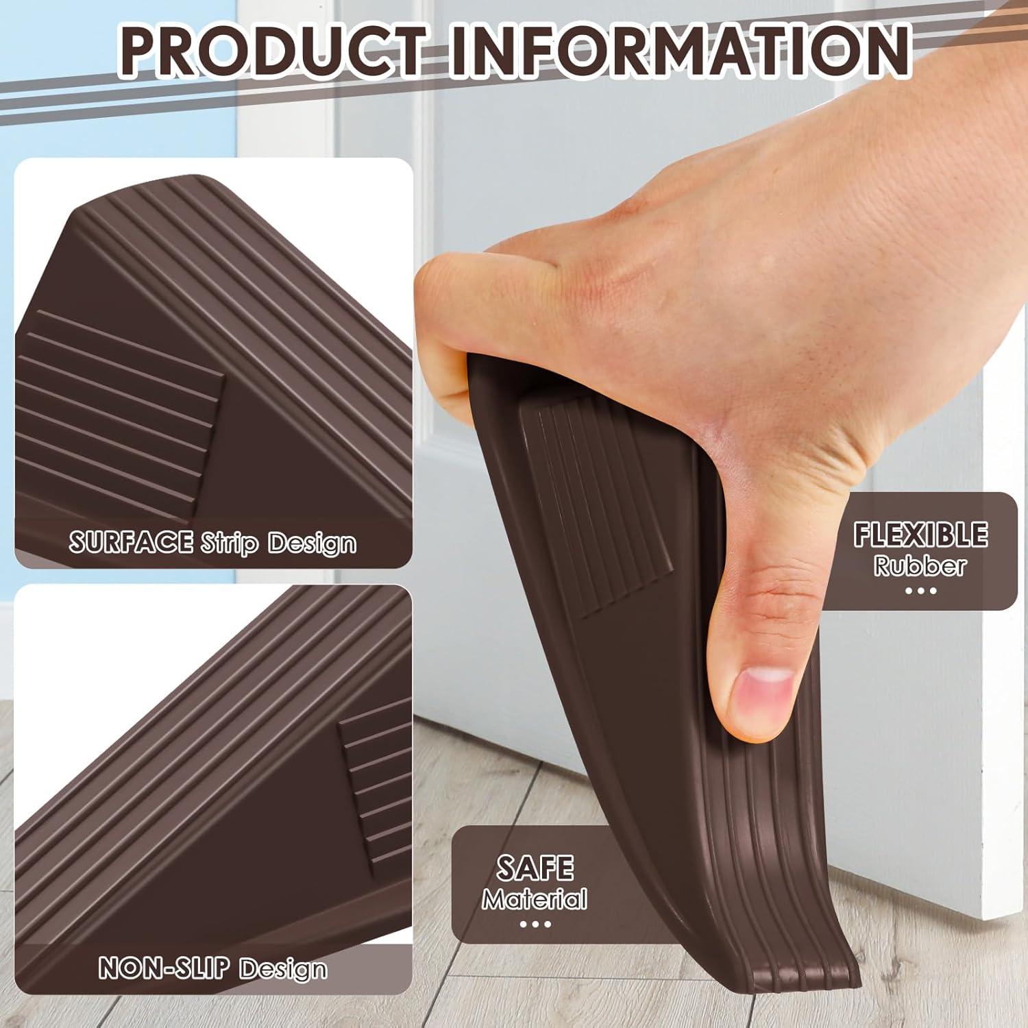 Juego de 12 Tapones de Puerta Jumbo Frienda - Goma TPR Café