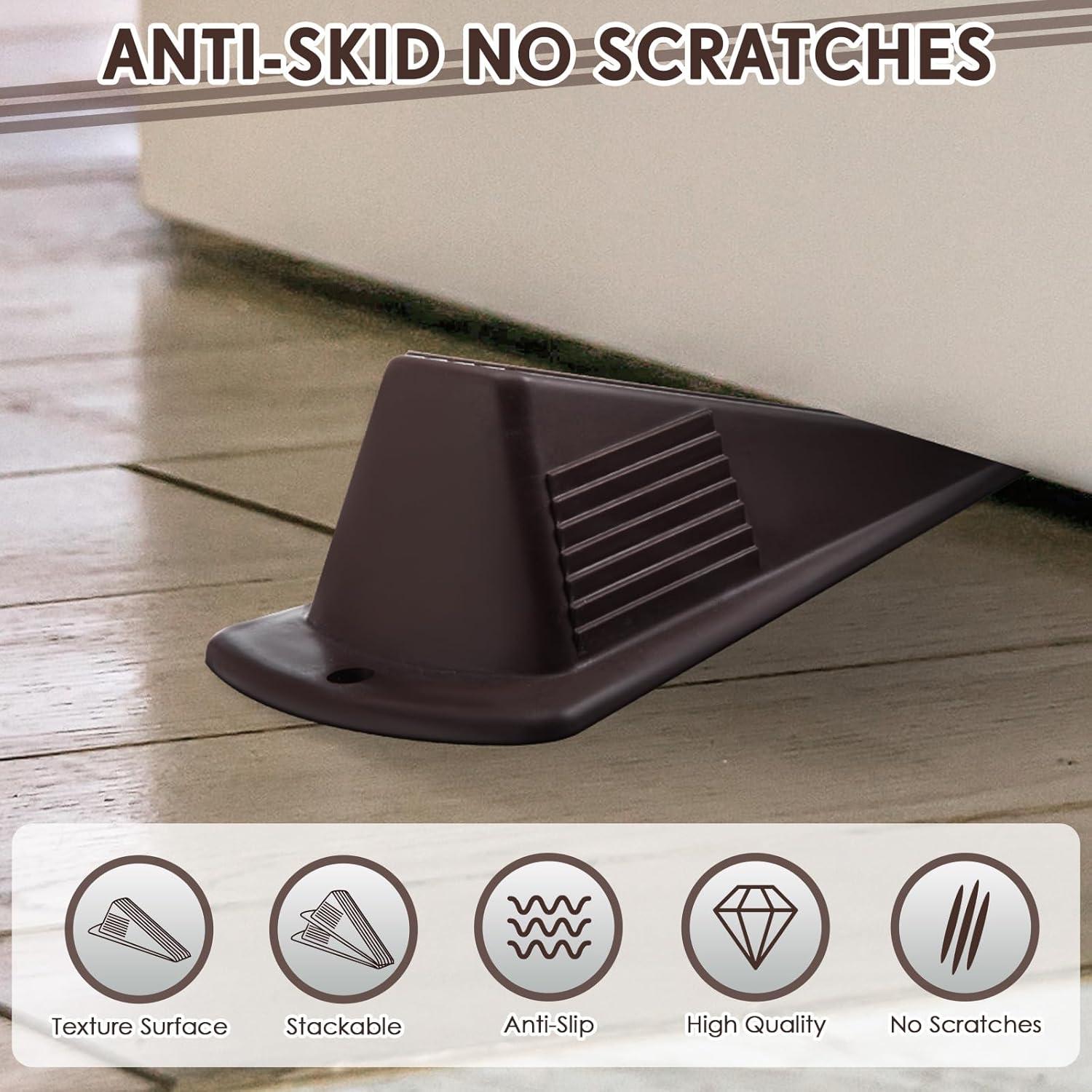 Juego de 12 Tapones de Puerta Jumbo Frienda - Goma TPR Café