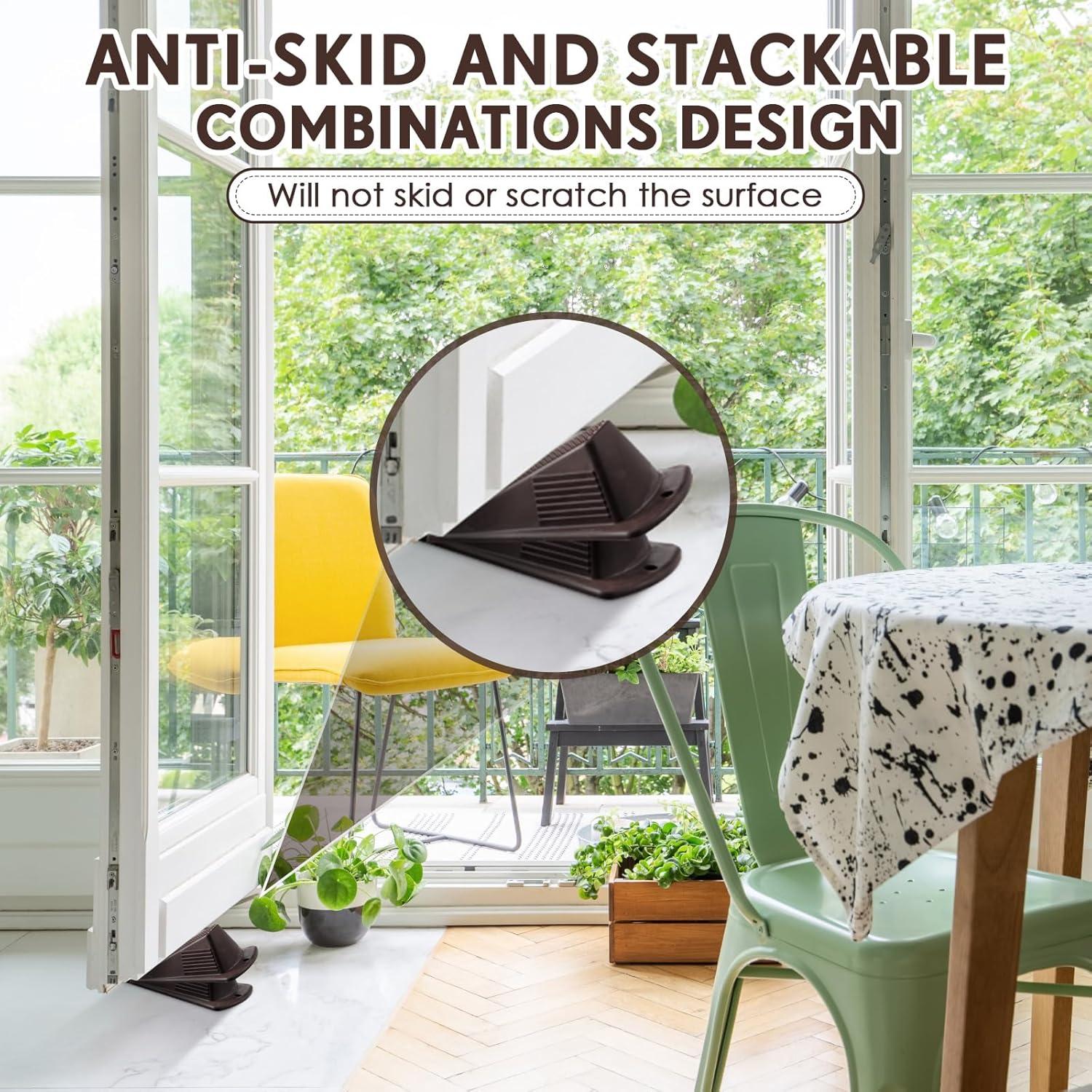 Juego de 12 Tapones de Puerta Jumbo Frienda - Goma TPR Café