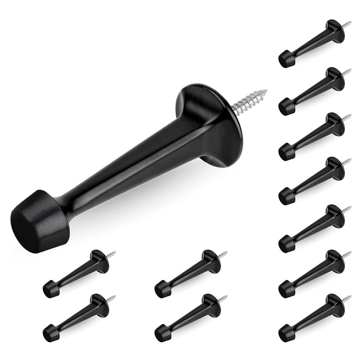 HOMOTEK Paquete de 12 Paradas de Puerta de Zinc y Goma Negro