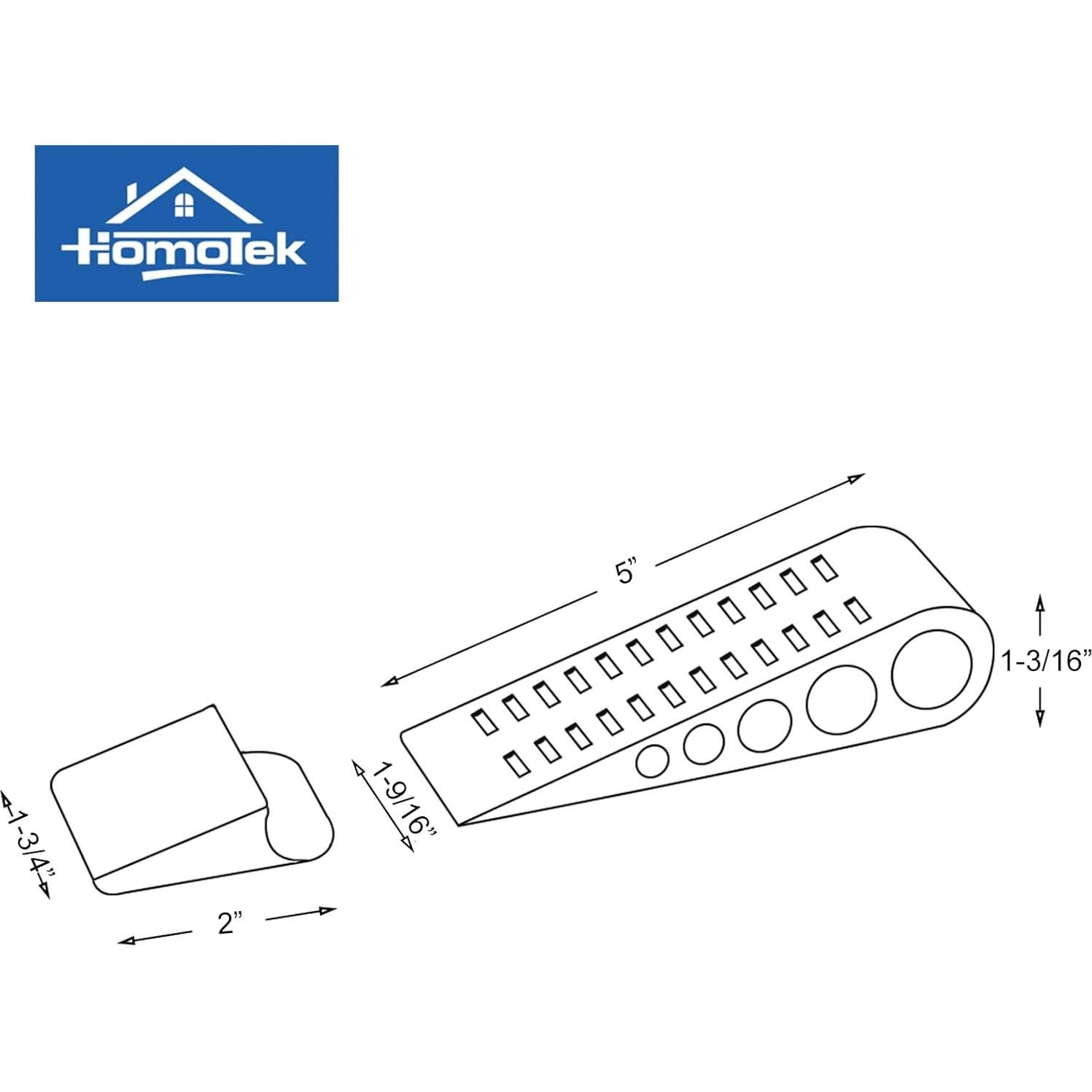 HOMOTEK Cuña de Goma para Puertas 2 Piezas Gris 12.7x3.9cm