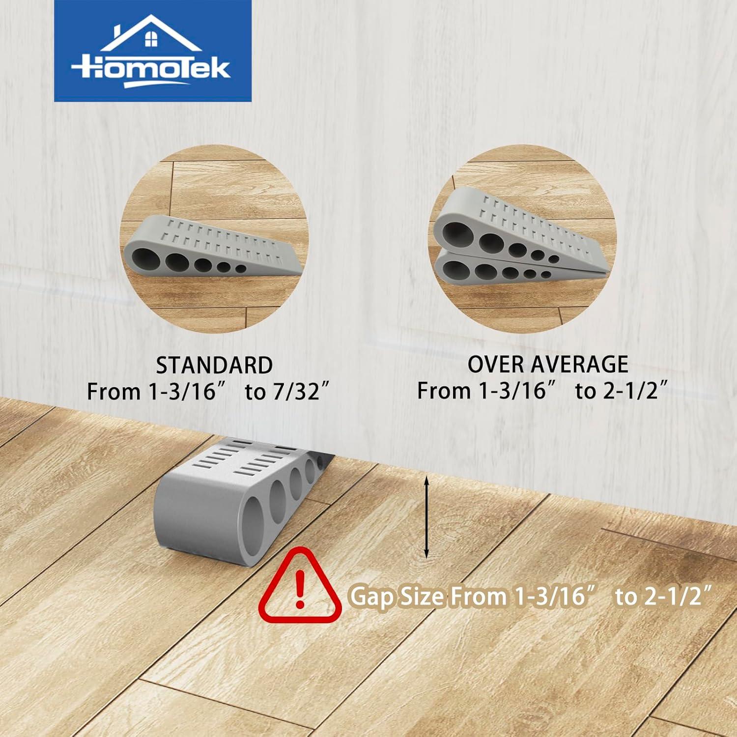 HOMOTEK Cuña de Goma para Puertas 2 Piezas Gris 12.7x3.9cm