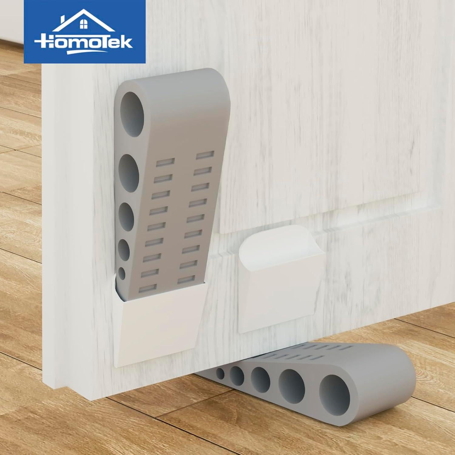 HOMOTEK Cuña de Goma para Puertas 2 Piezas Gris 12.7x3.9cm