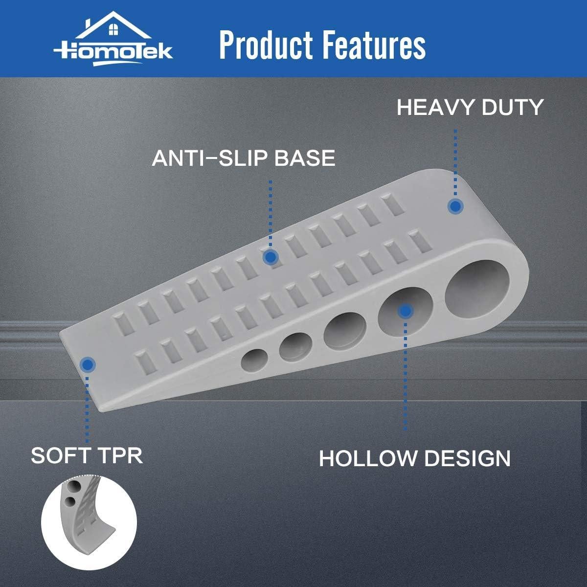 HOMOTEK Cuña de Goma para Puertas 2 Piezas Gris 12.7x3.9cm