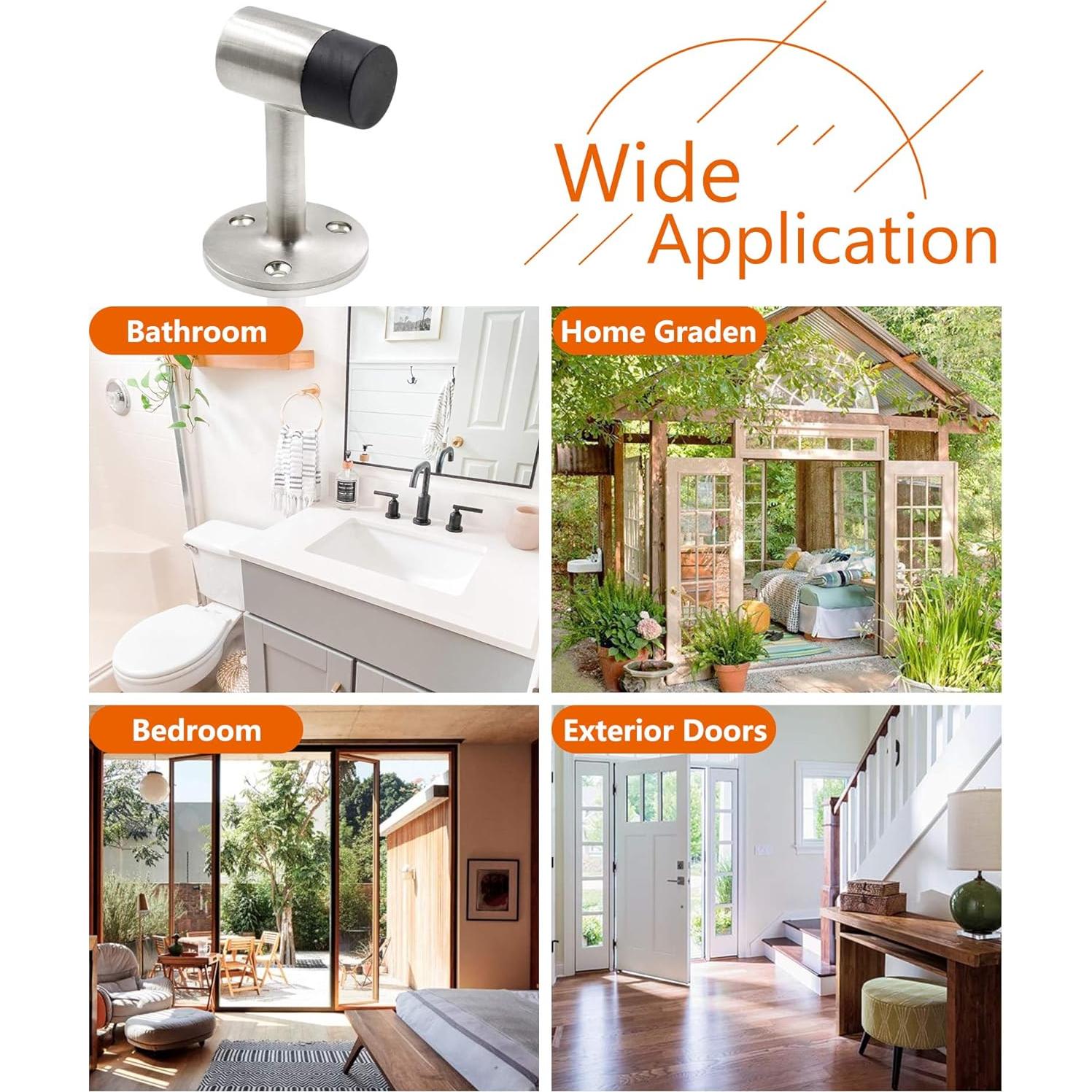 Tope de Piso PHITUODA Acero Inoxidable 75mm Niquelado Cepillado