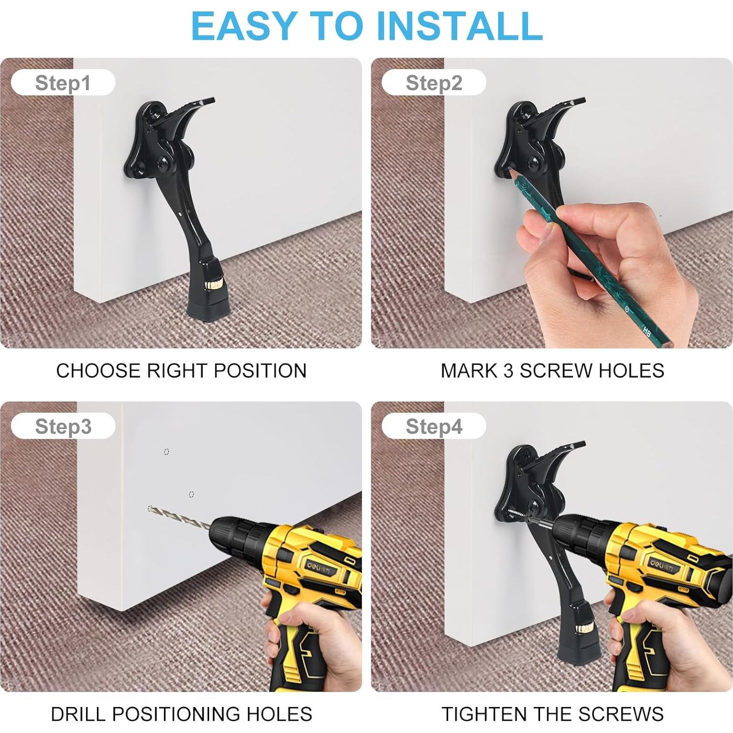 Tope de puerta ajustable ENYZTBI negro 10.16 cm alta resistencia