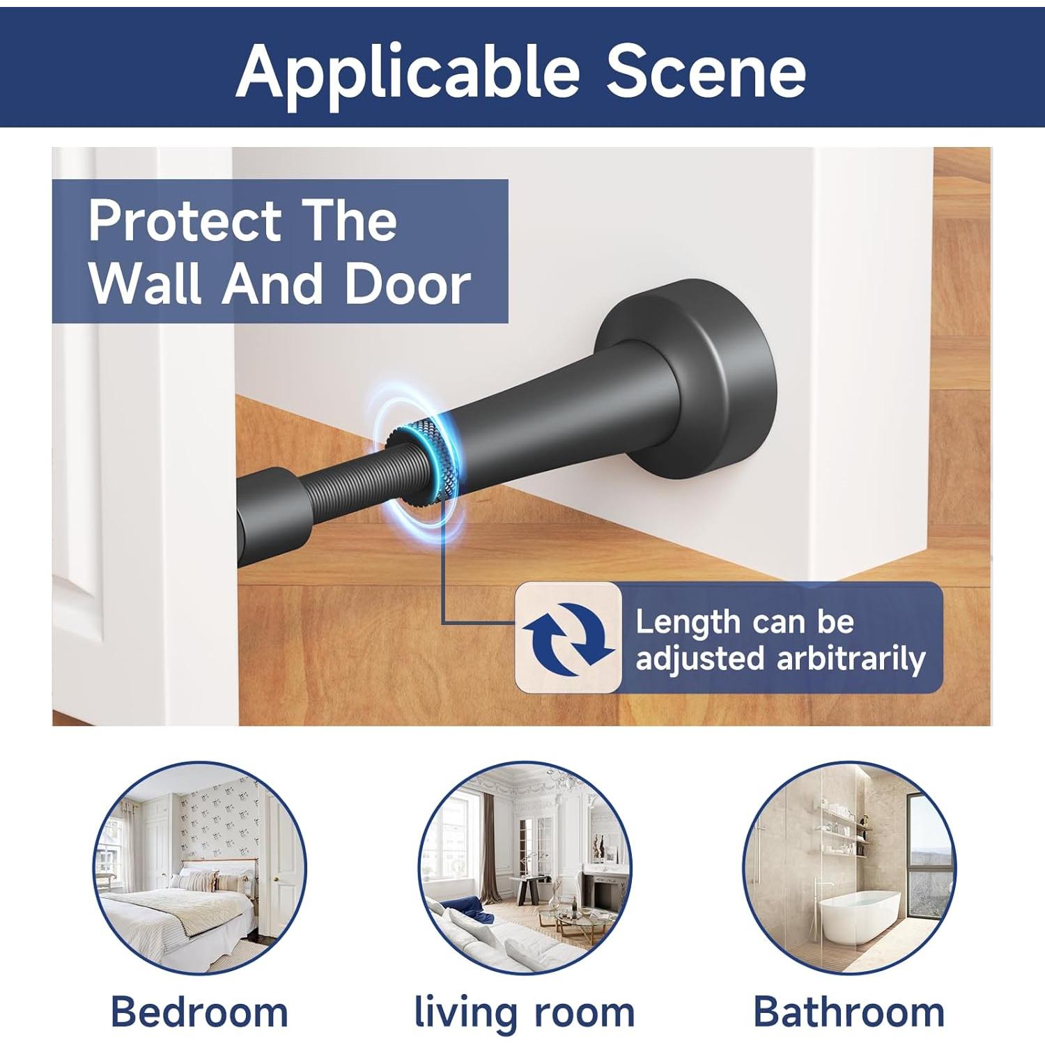 Tope de puerta ajustable Brieieziy negro mate 7.8-11.3cm