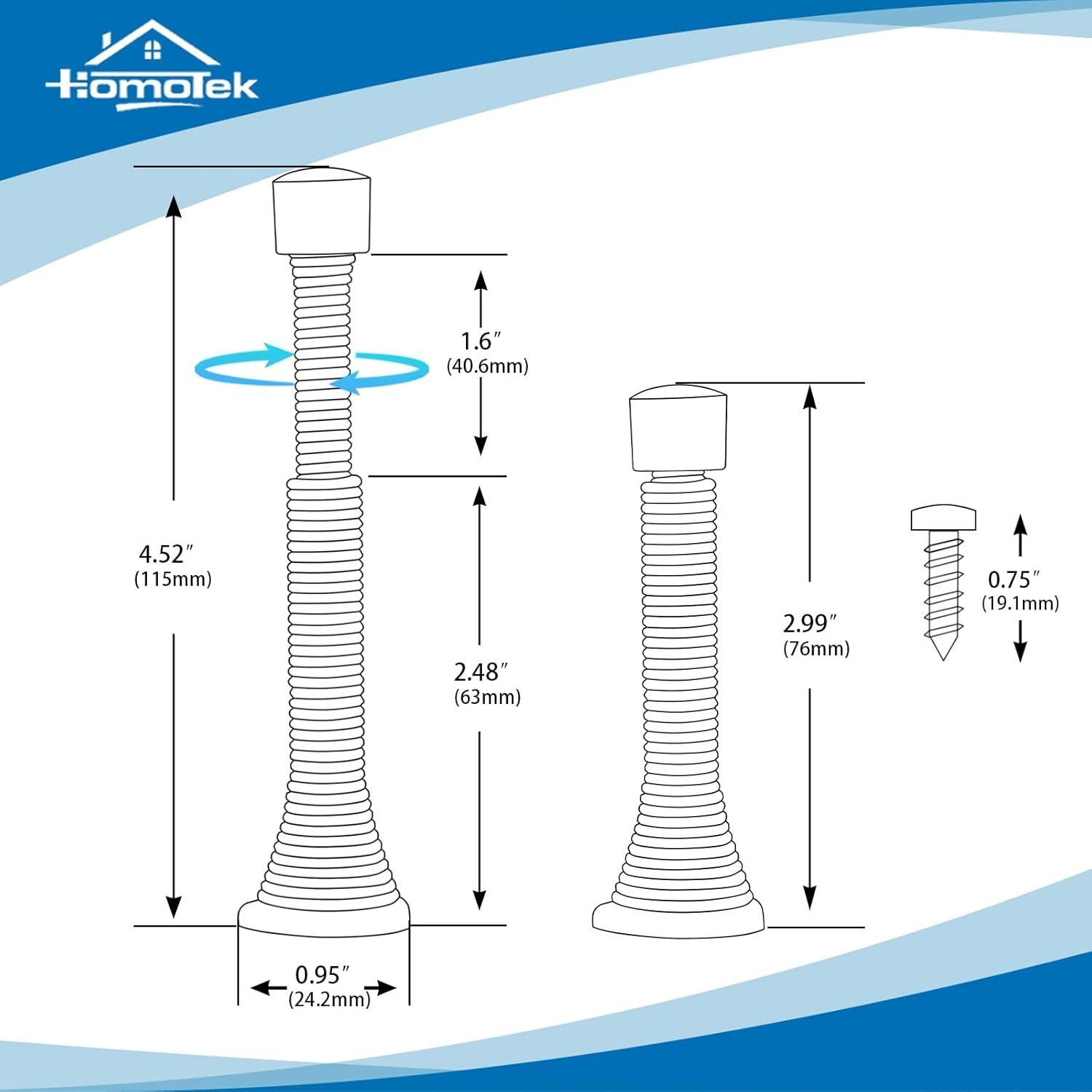 Topes de Puerta Telescópicos HOMOTEK 2 Piezas Níquel Satinado