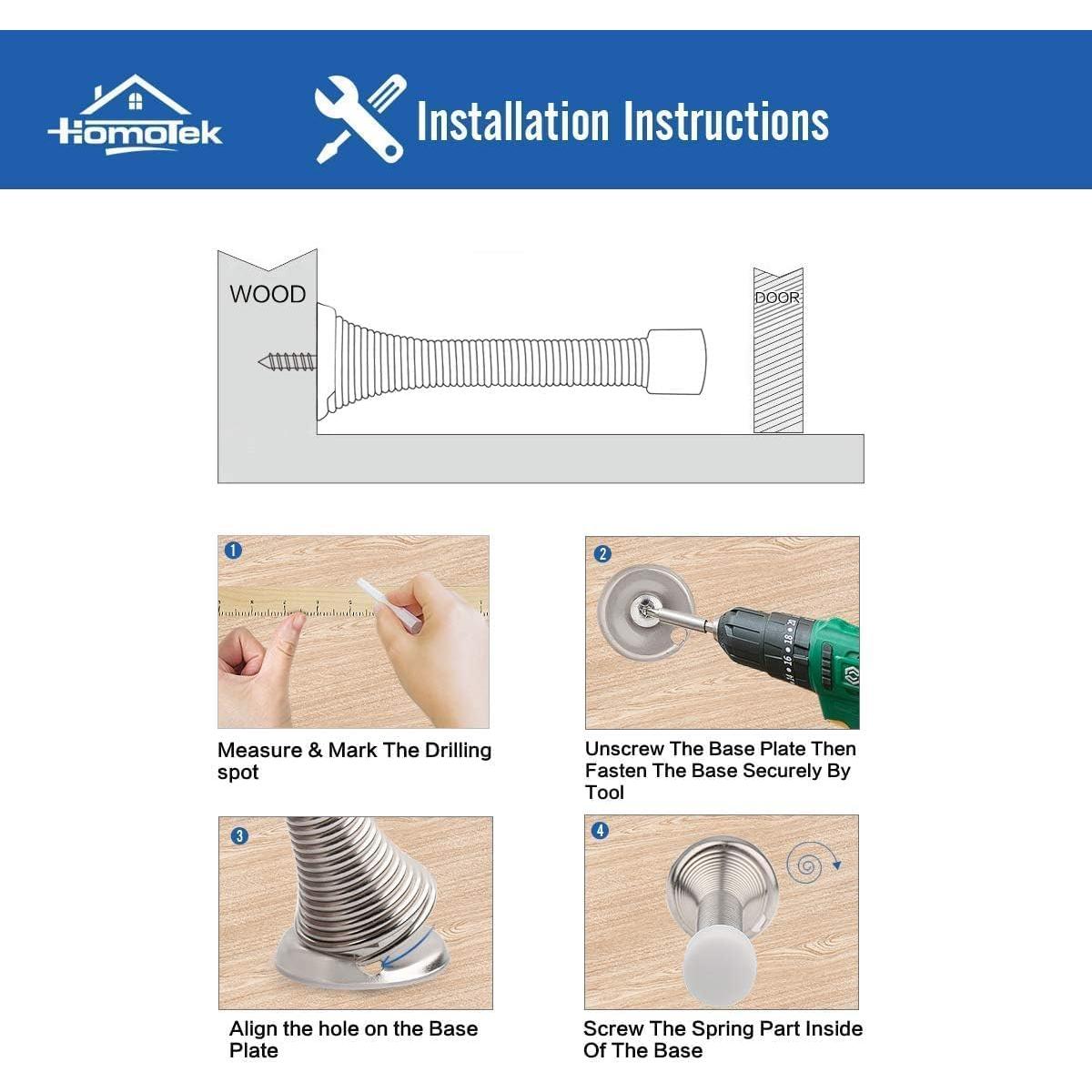 Topes de Puerta Telescópicos HOMOTEK 2 Piezas Níquel Satinado