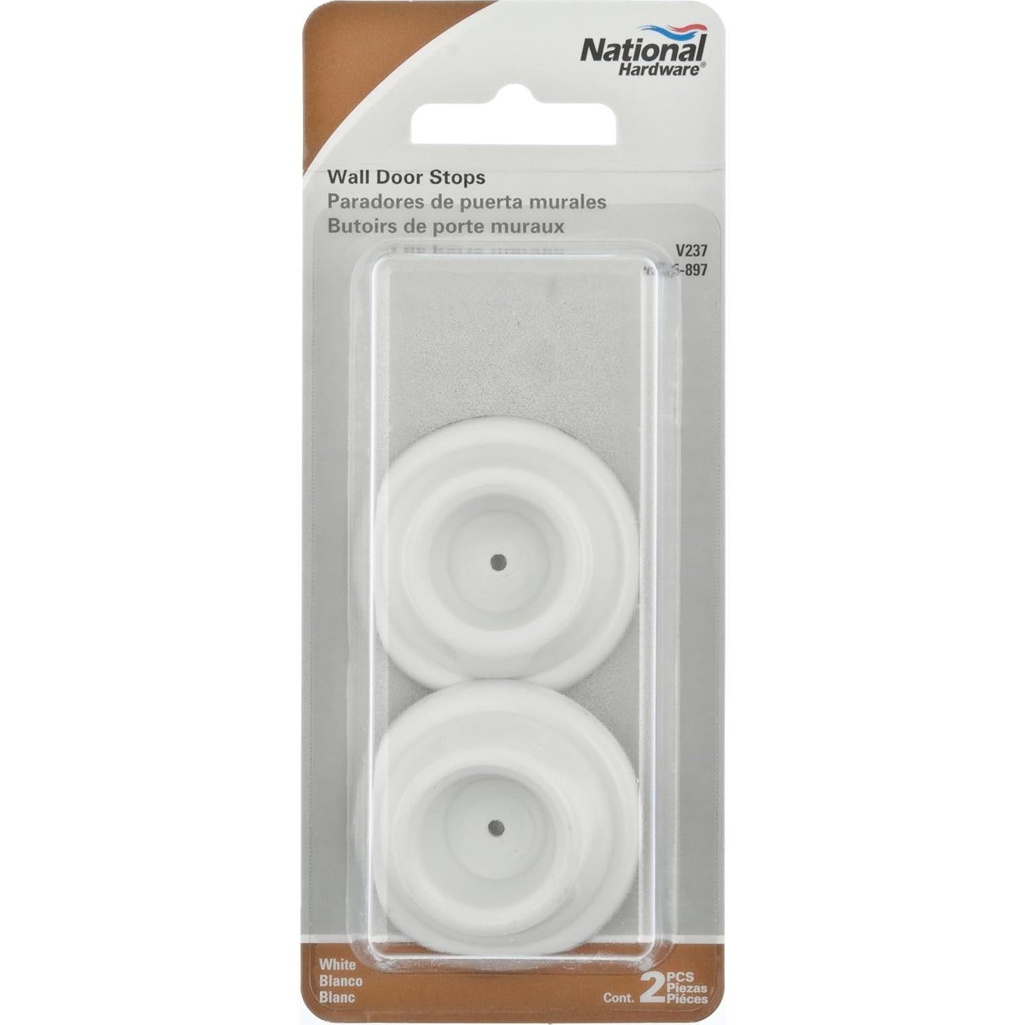 Paradas de Puerta de Pared Hardware Nacional N215-897, 2 Piezas