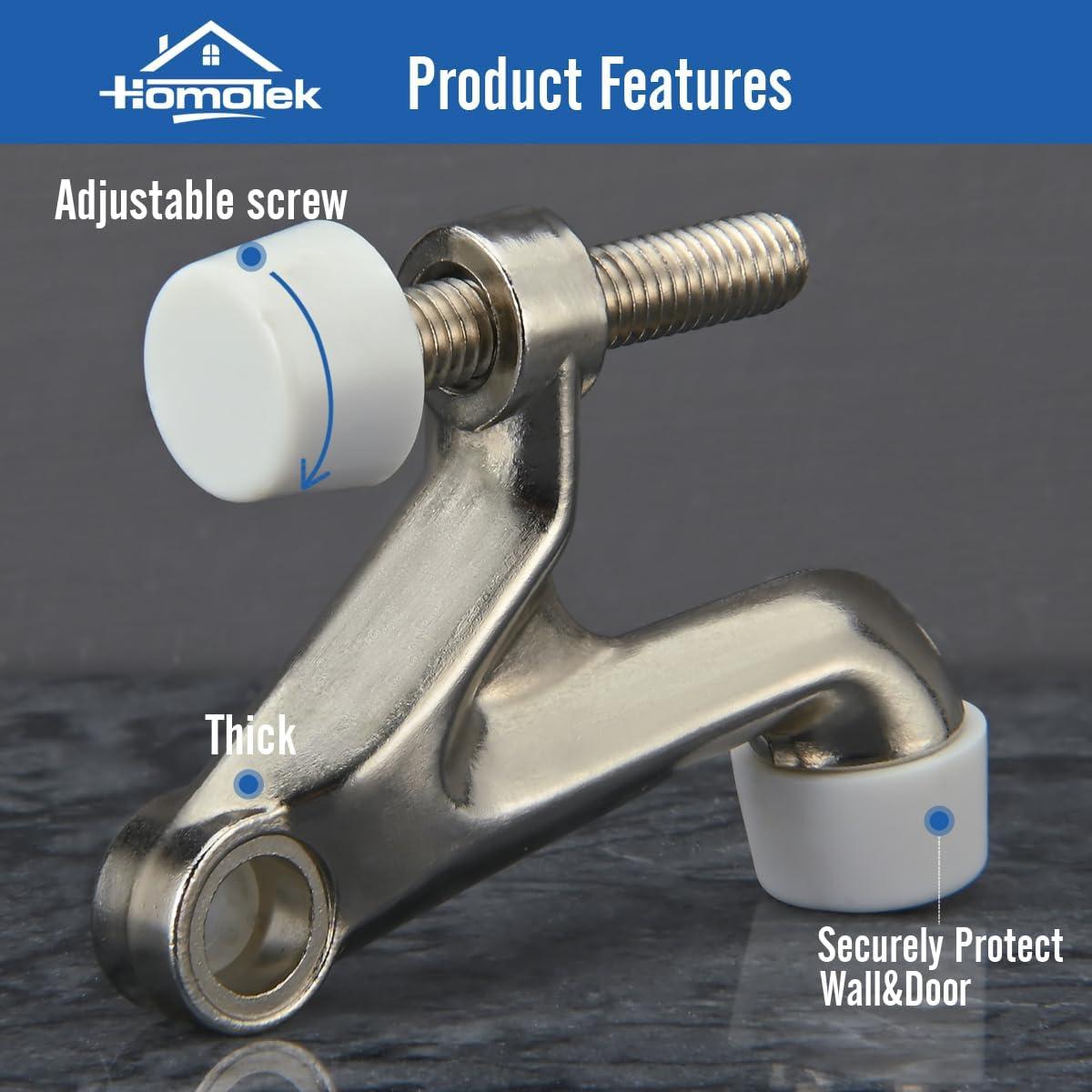 Tope de Puerta Ajustable HOMOTEK con Pasador de Bisagra Níquel Satinado