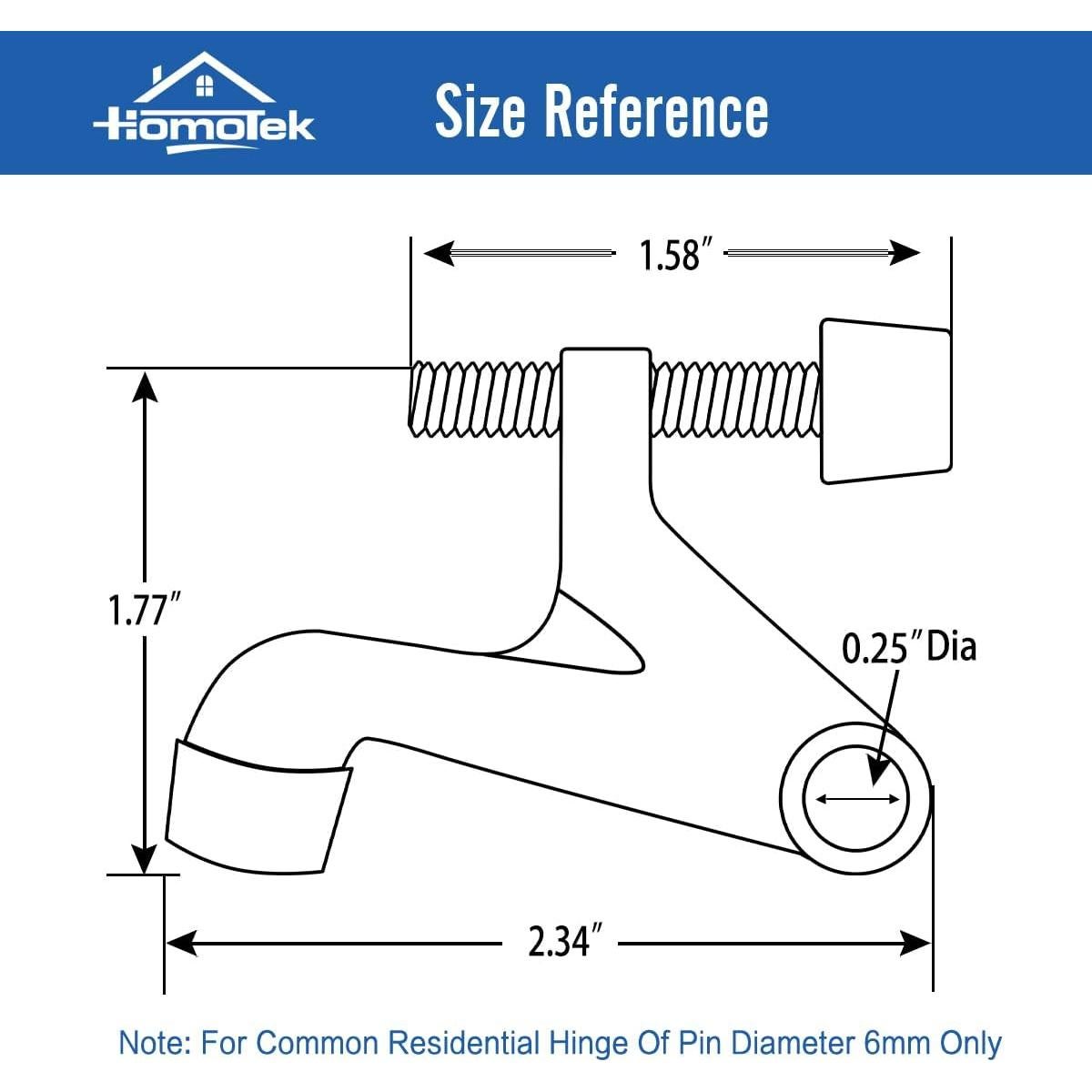 Tope de Puerta Ajustable HOMOTEK con Pasador de Bisagra Níquel Satinado