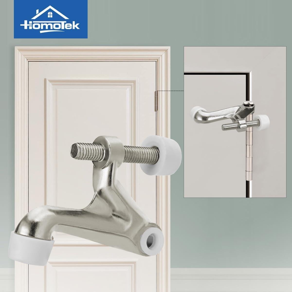 Tope de Puerta Ajustable HOMOTEK con Pasador de Bisagra Níquel Satinado