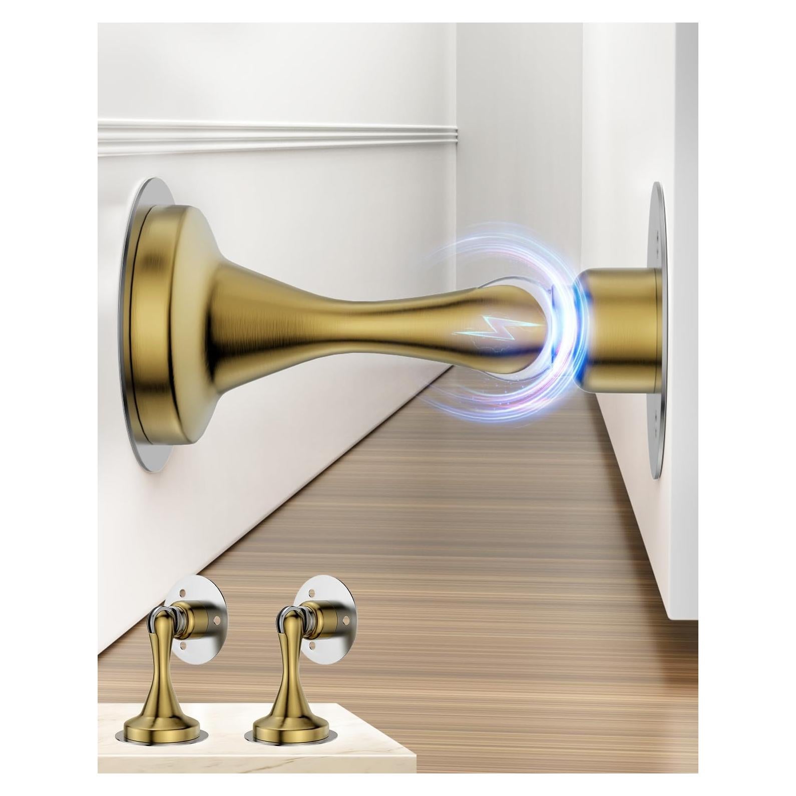 Topes de puerta magnéticos HELEMAN dorados - Paquete de 2