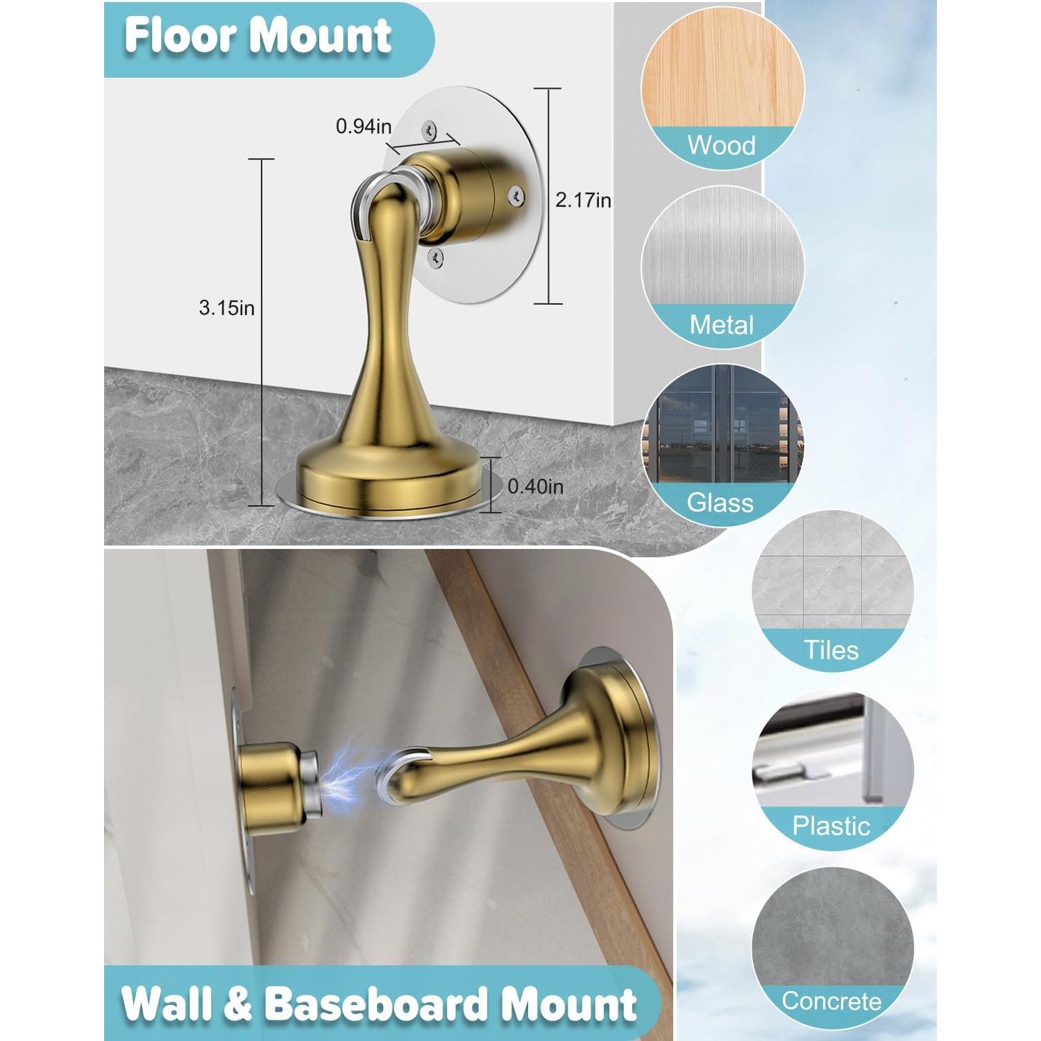 Topes de puerta magnéticos HELEMAN dorados - Paquete de 2