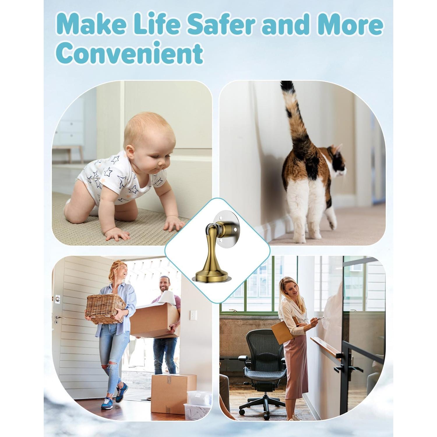 Topes de puerta magnéticos HELEMAN dorados - Paquete de 2