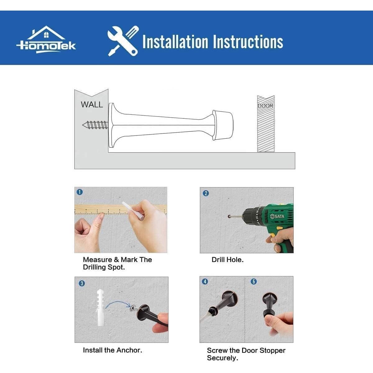 Parada de Puerta HOMOTEK 8 Piezas Oro Alta Resistencia