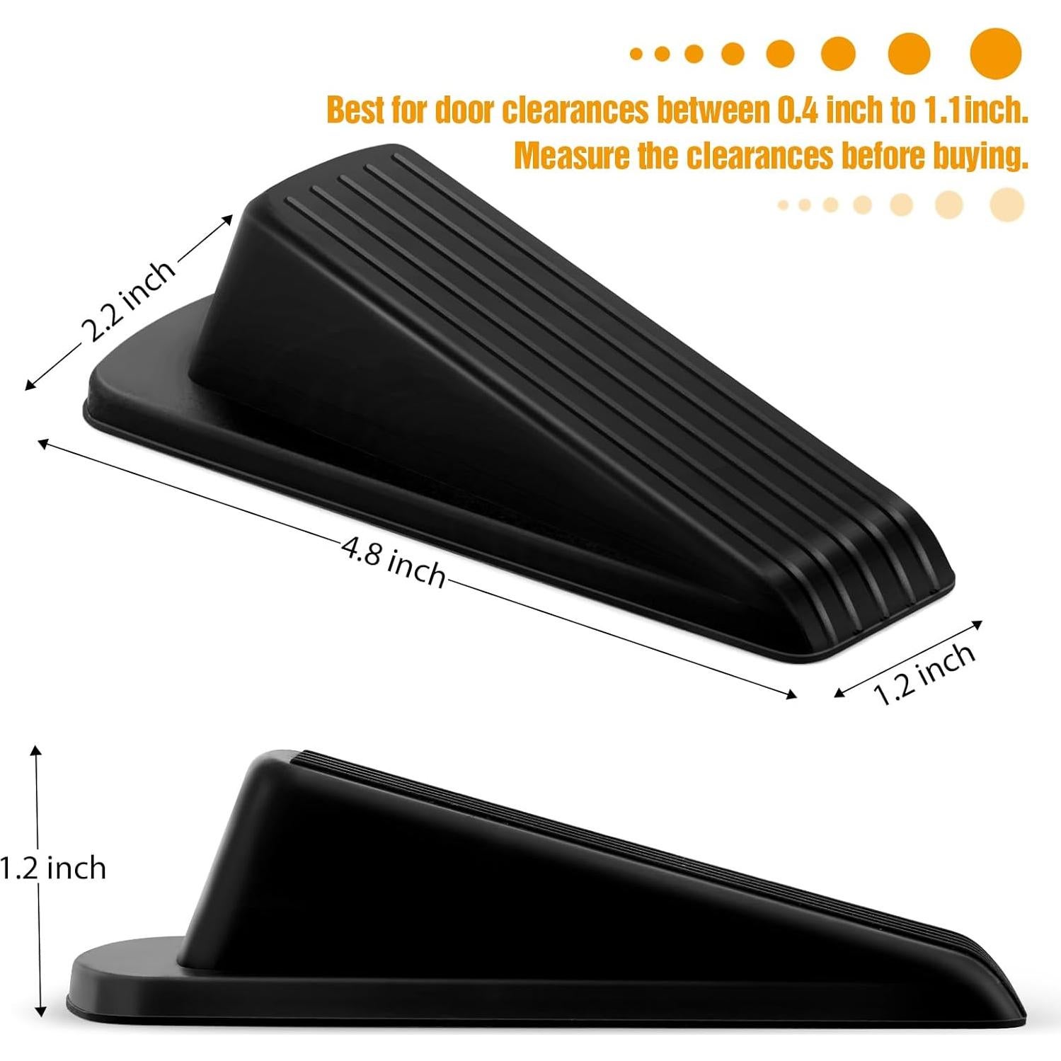 Crosize Tapones de Goma para Puertas - 3 Piezas, Negro