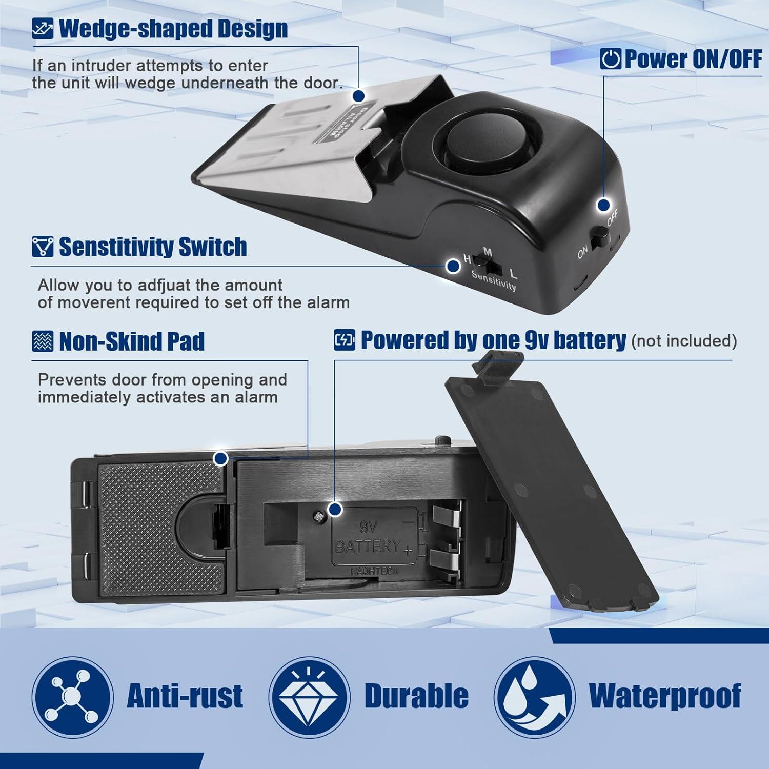 Alarma de Tope de Puerta TOWODE 2 Paquete 120 dB Seguridad