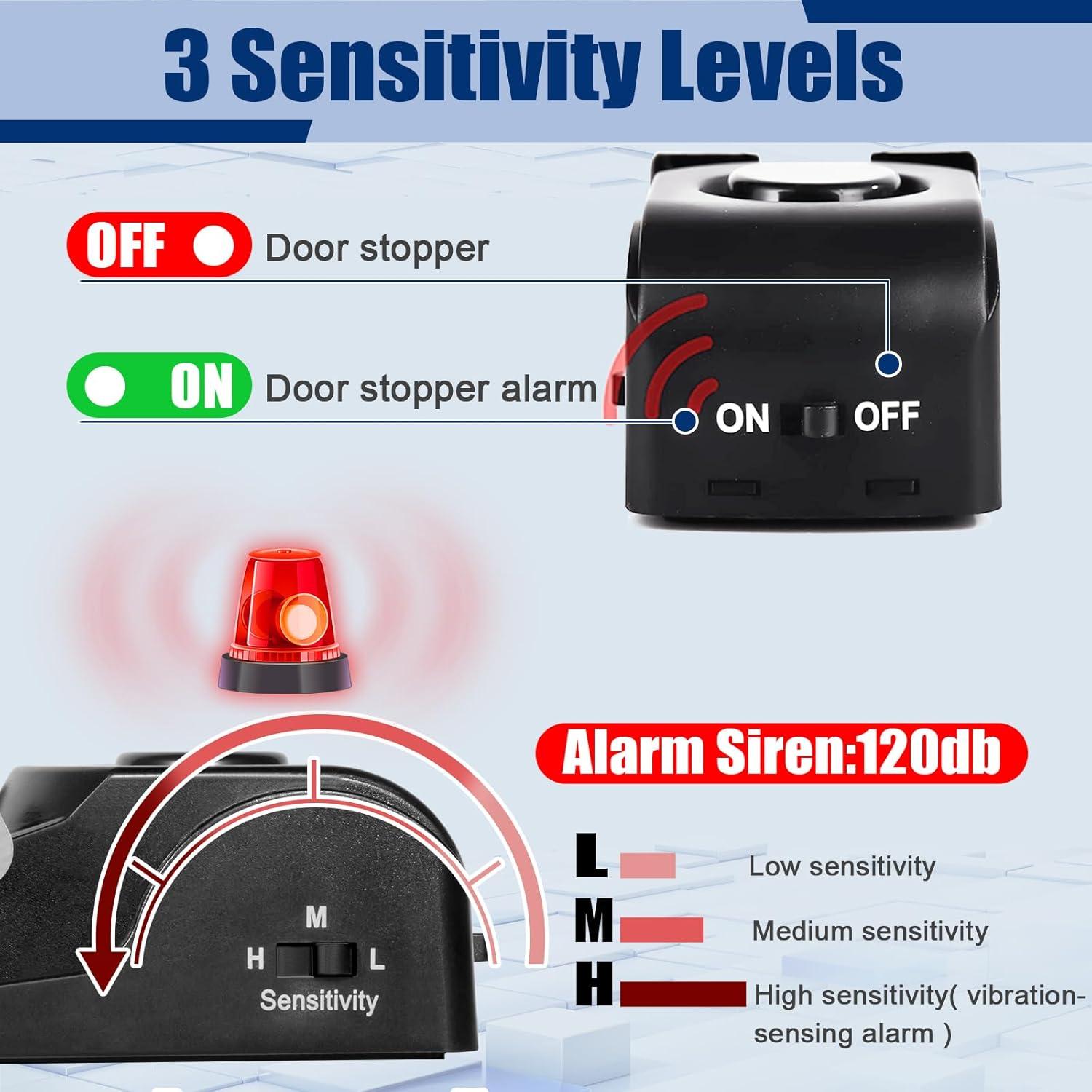 Alarma de Tope de Puerta TOWODE 2 Paquete 120 dB Seguridad