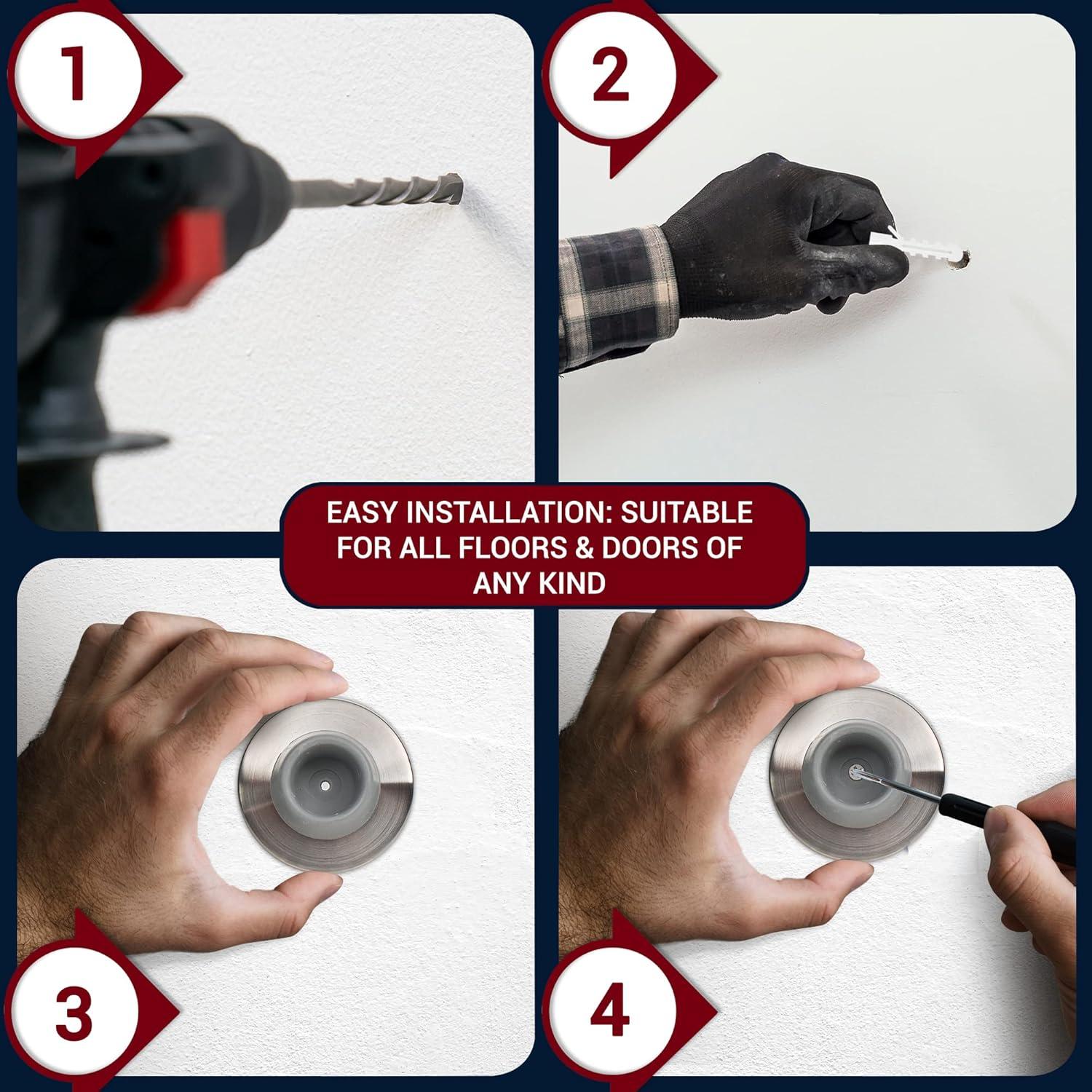 Tope de puerta redondo NYCO de acero inoxidable - Cromo Satinado