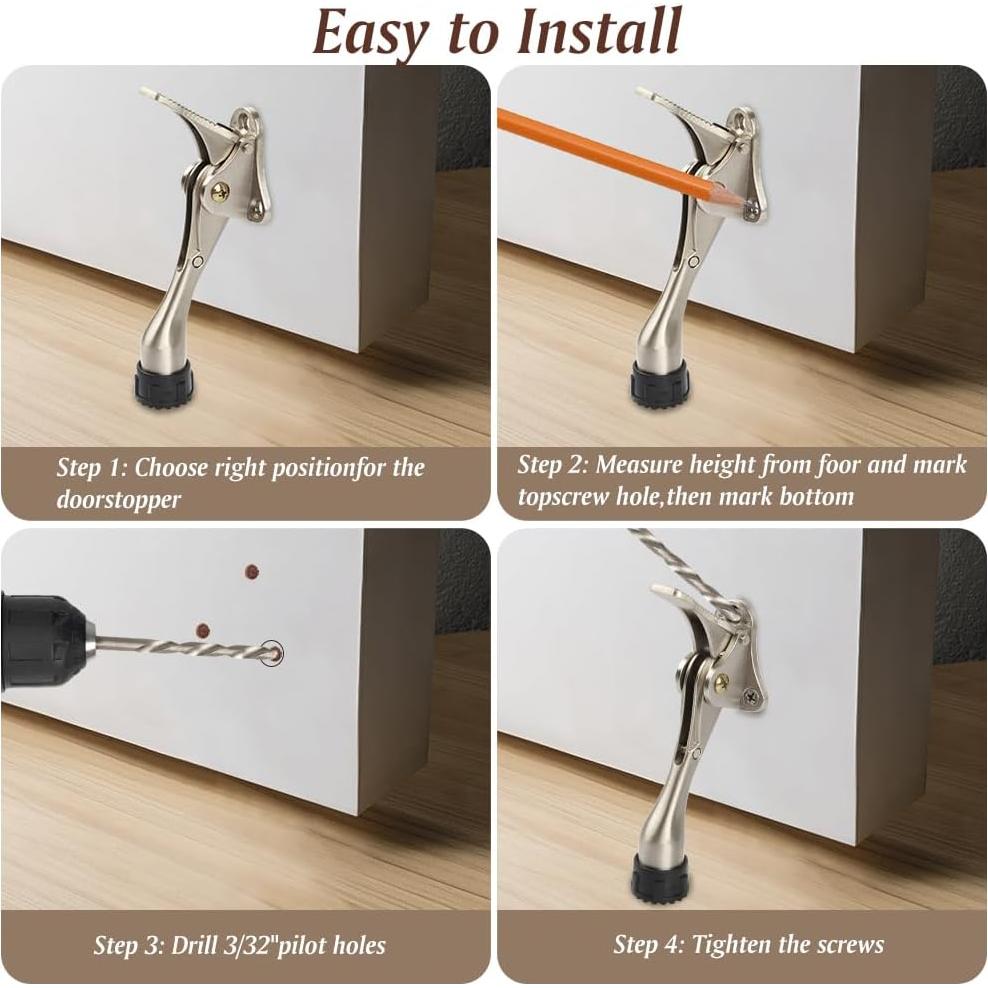 Tope de puerta de patada KXIPB - 2 unidades aluminio plata