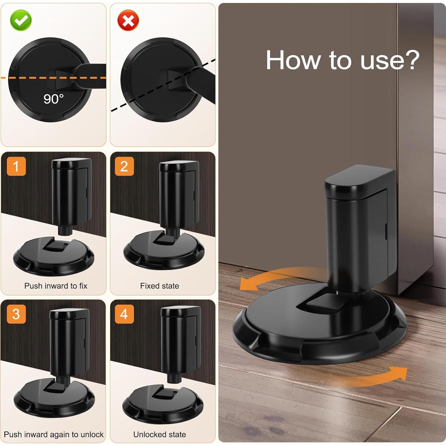 Tope de puerta mecánico Foleto ajustable negro mate 198g