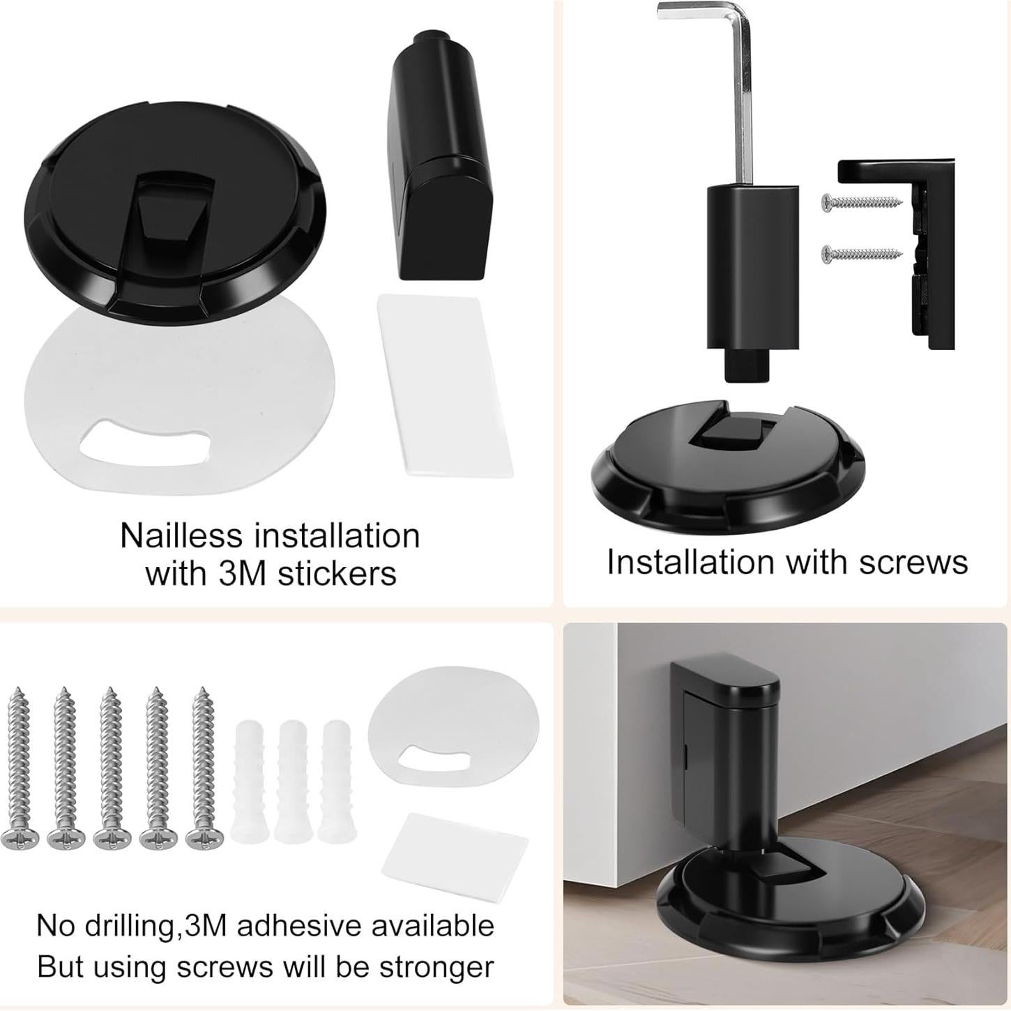 Tope de puerta mecánico Foleto ajustable negro mate 198g