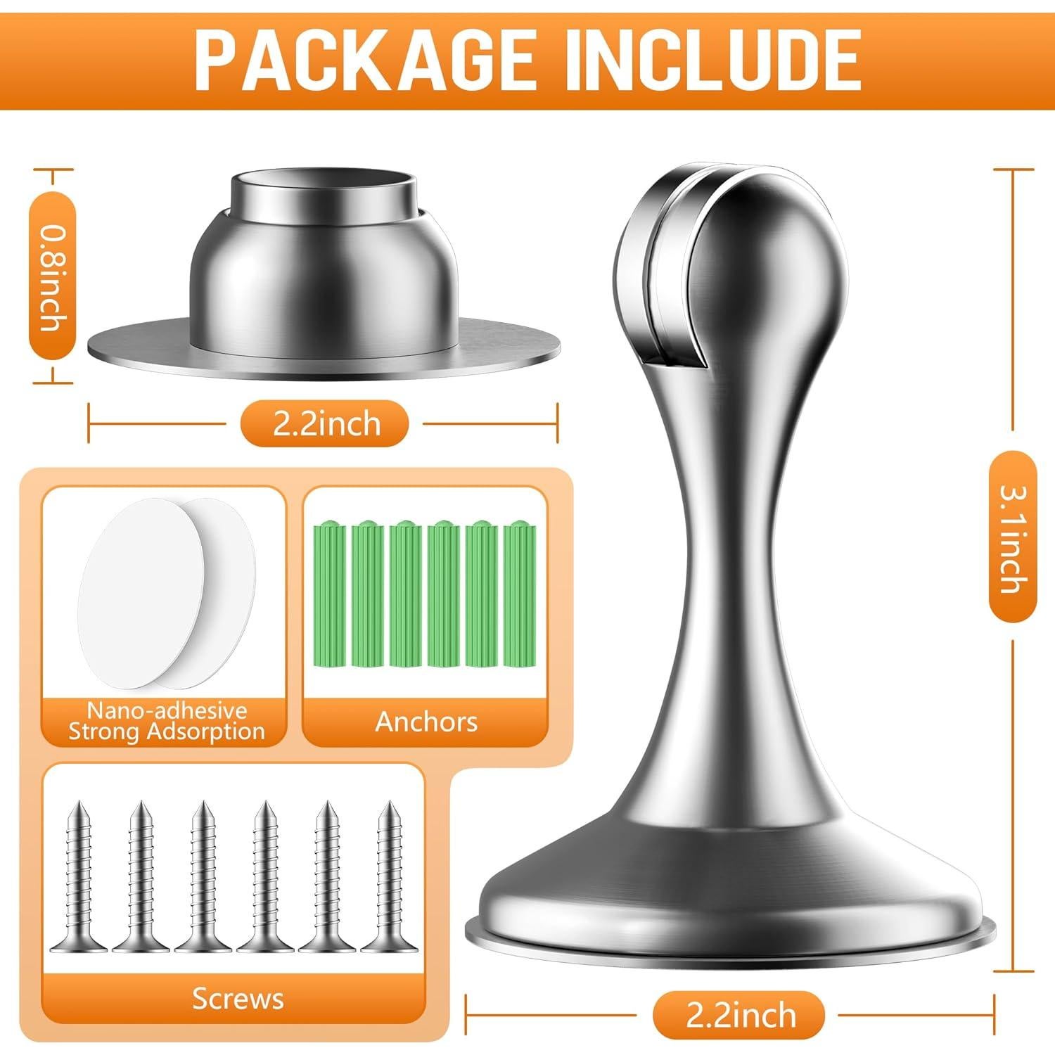 Parada de Puertas Magnética Crosize 2 Paquete Acero Inoxidable