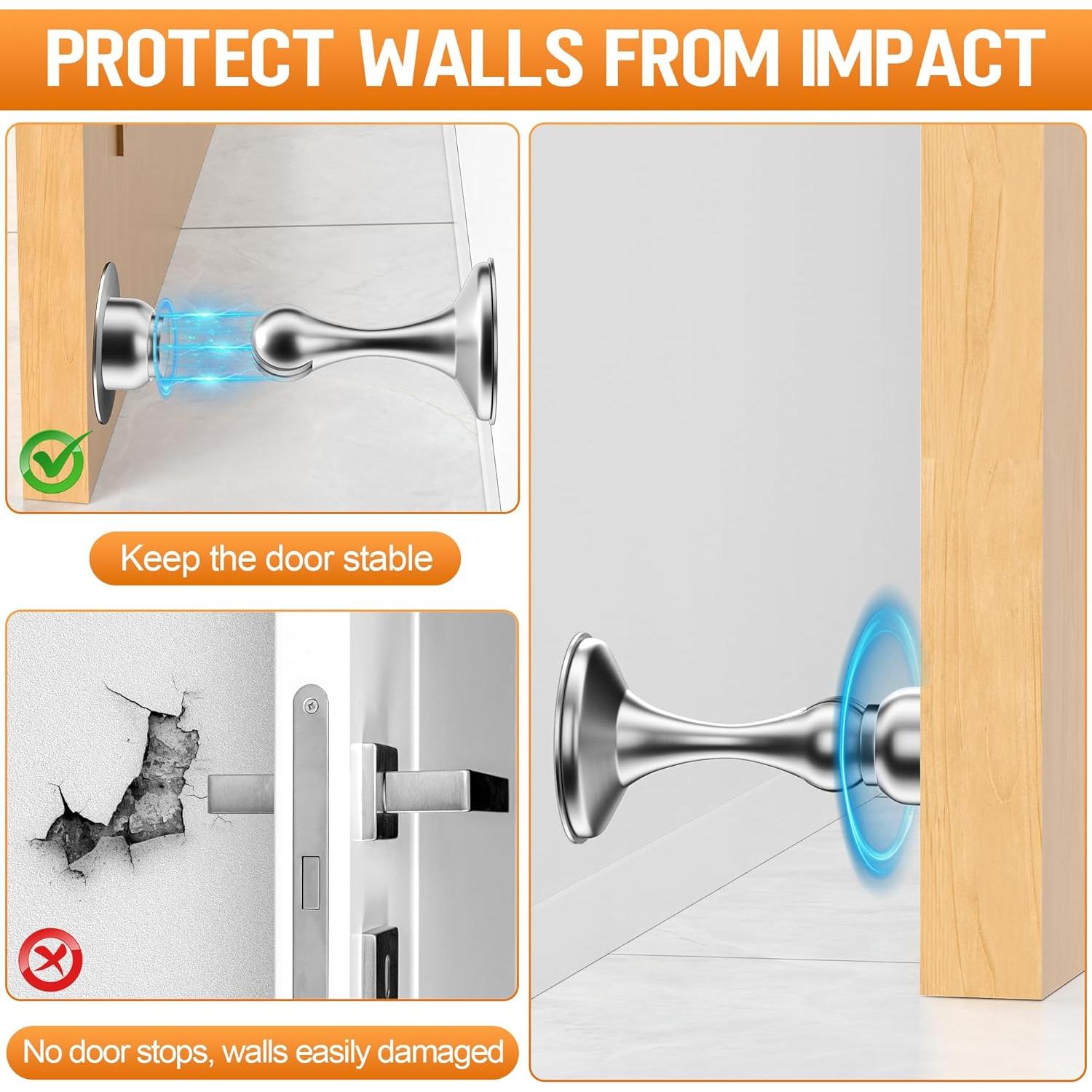 Parada de Puertas Magnética Crosize 2 Paquete Acero Inoxidable