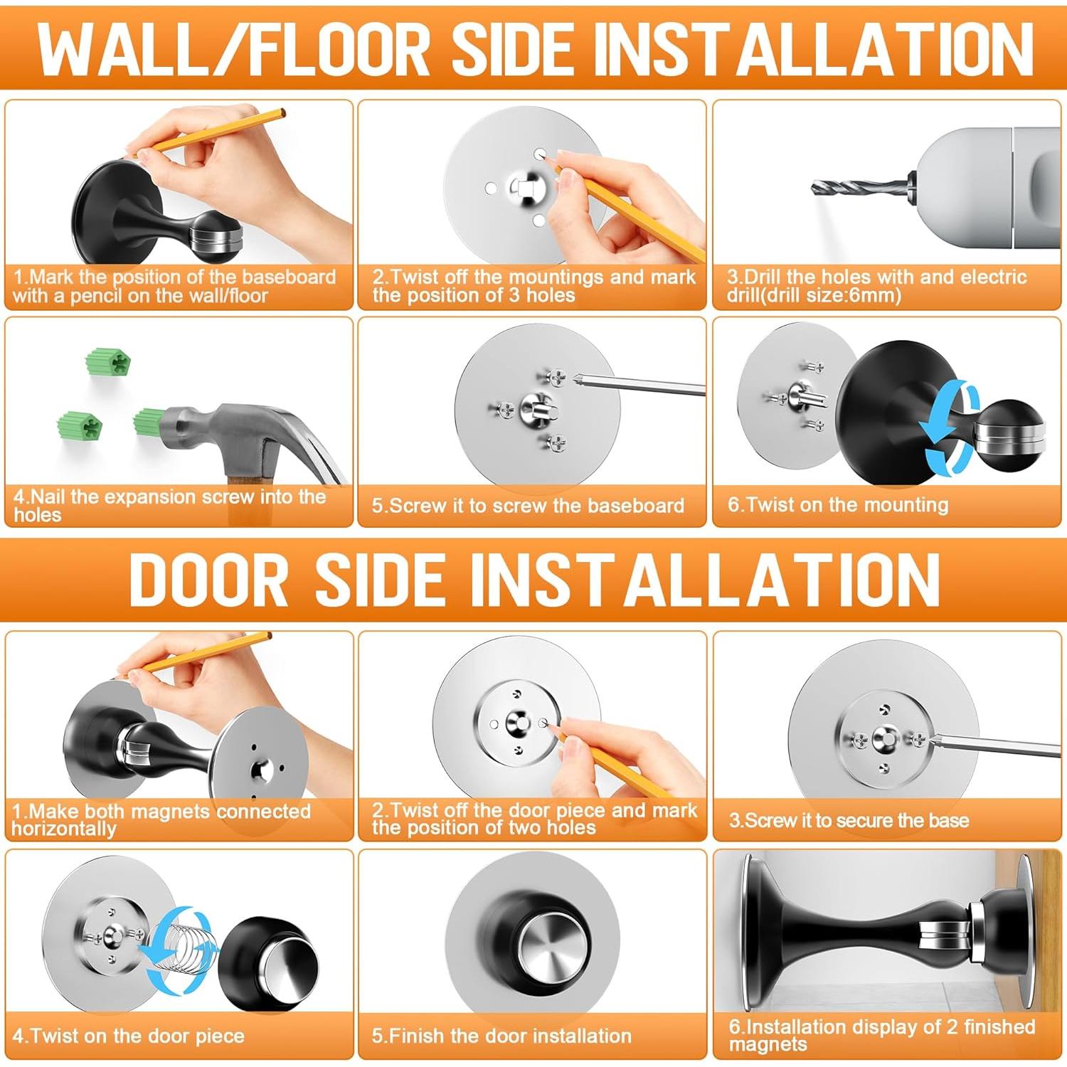 Parada de Puertas Magnética Crosize 2 Paquete Acero Inoxidable
