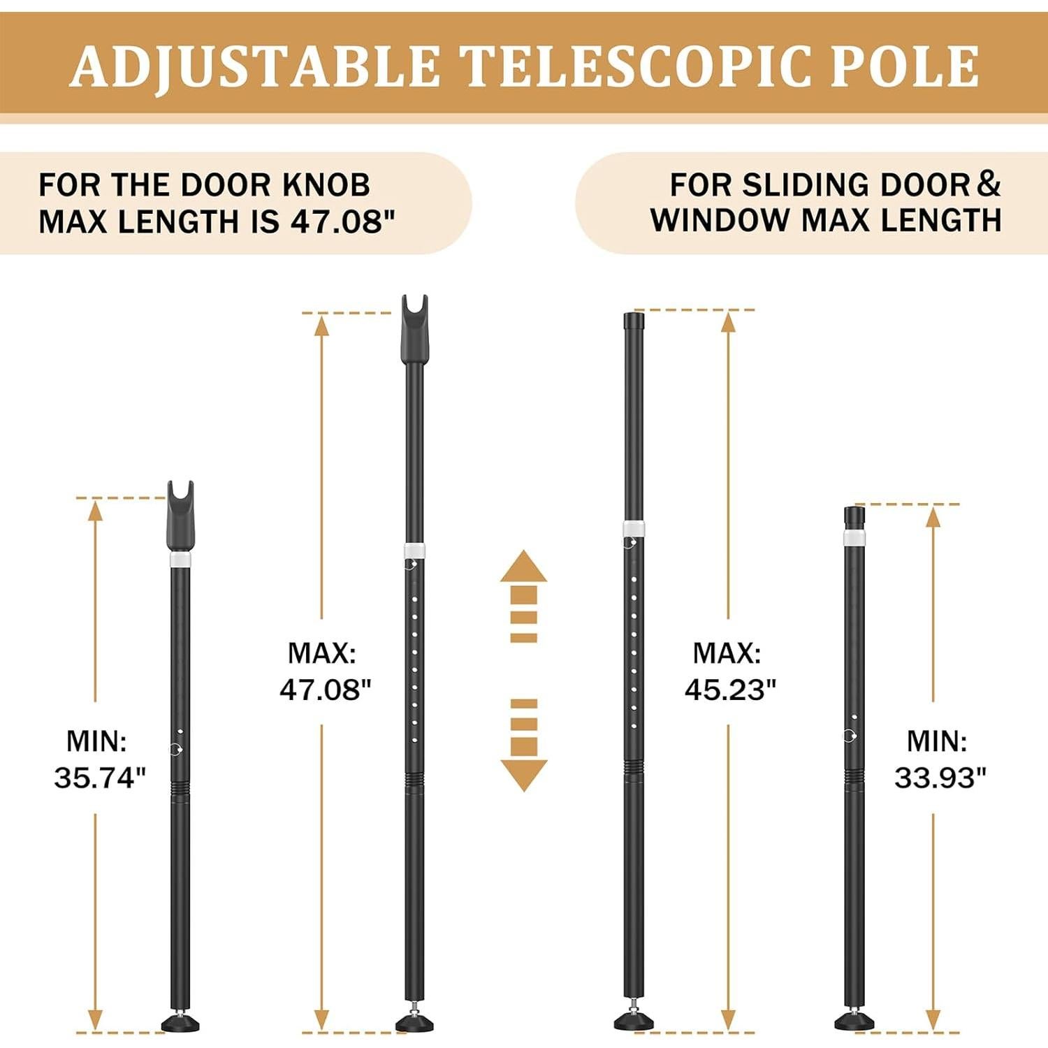 Barra de Seguridad CZMIYRPY para Puertas Deslizantes 2 en 1 Negro