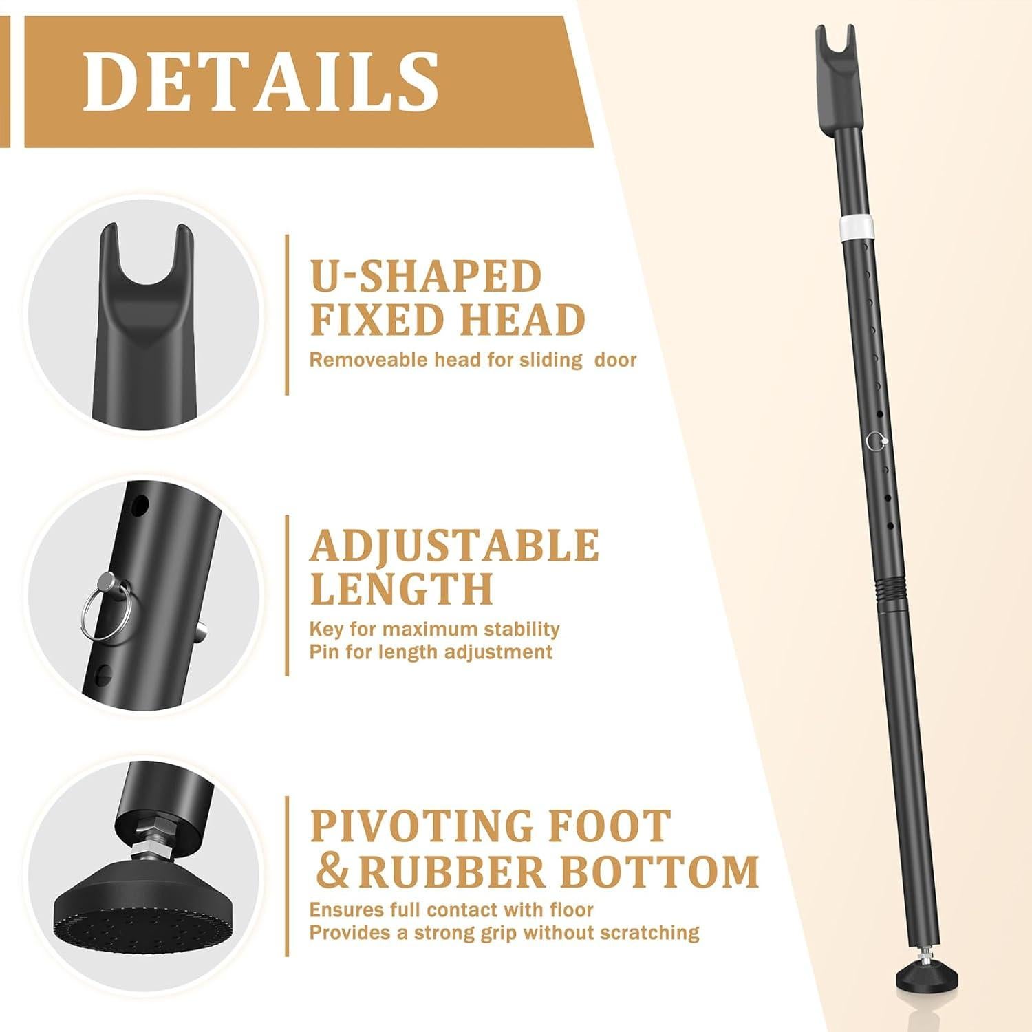 Barra de Seguridad CZMIYRPY para Puertas Deslizantes 2 en 1 Negro