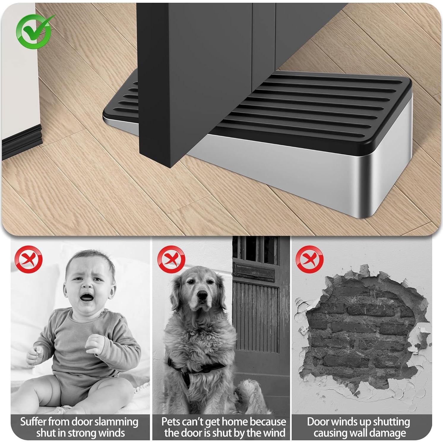 Topes de Puerta Antideslizantes Crosize - 4 Piezas Plata