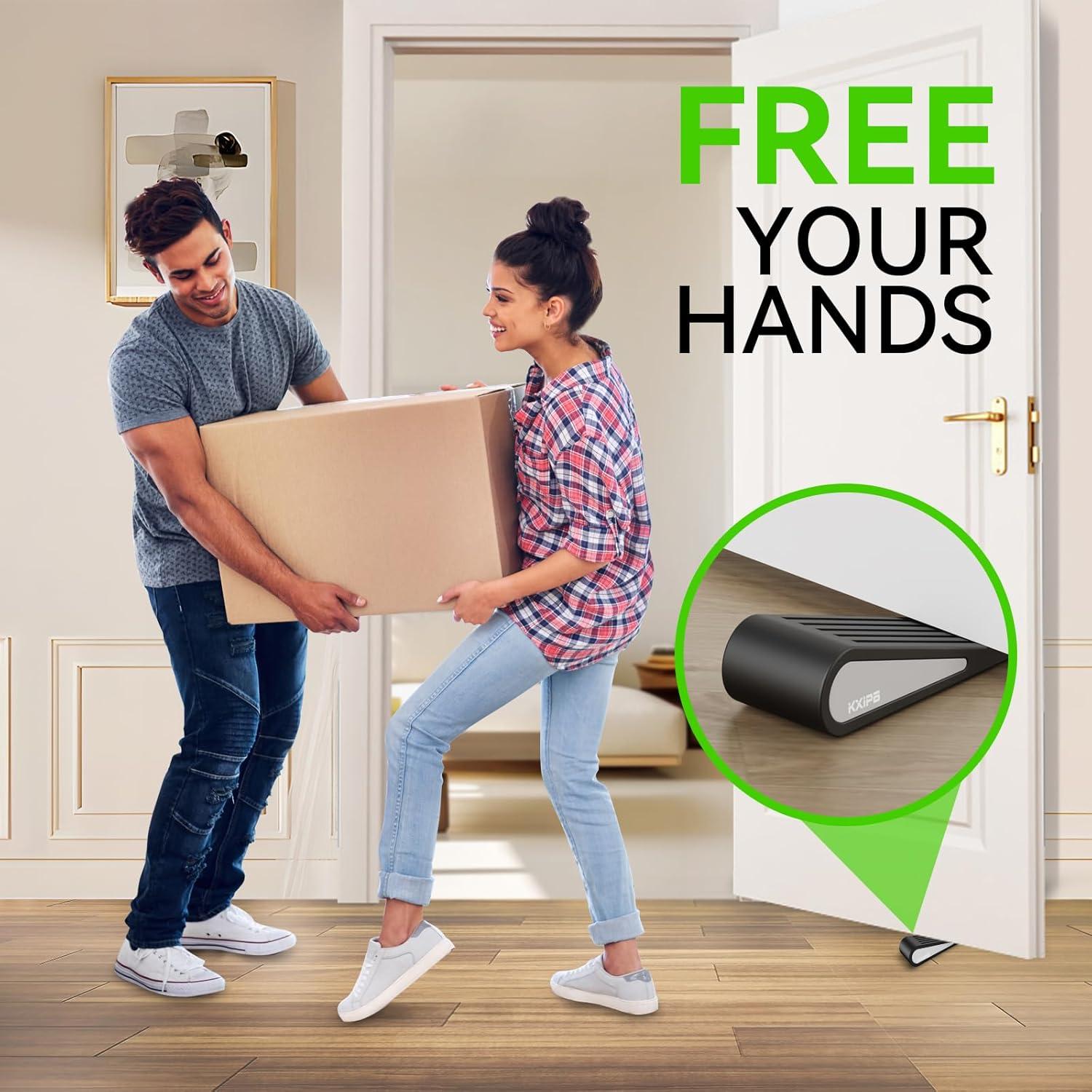 Paquete de 2 cuñas de goma KXIPB antideslizantes - Negro